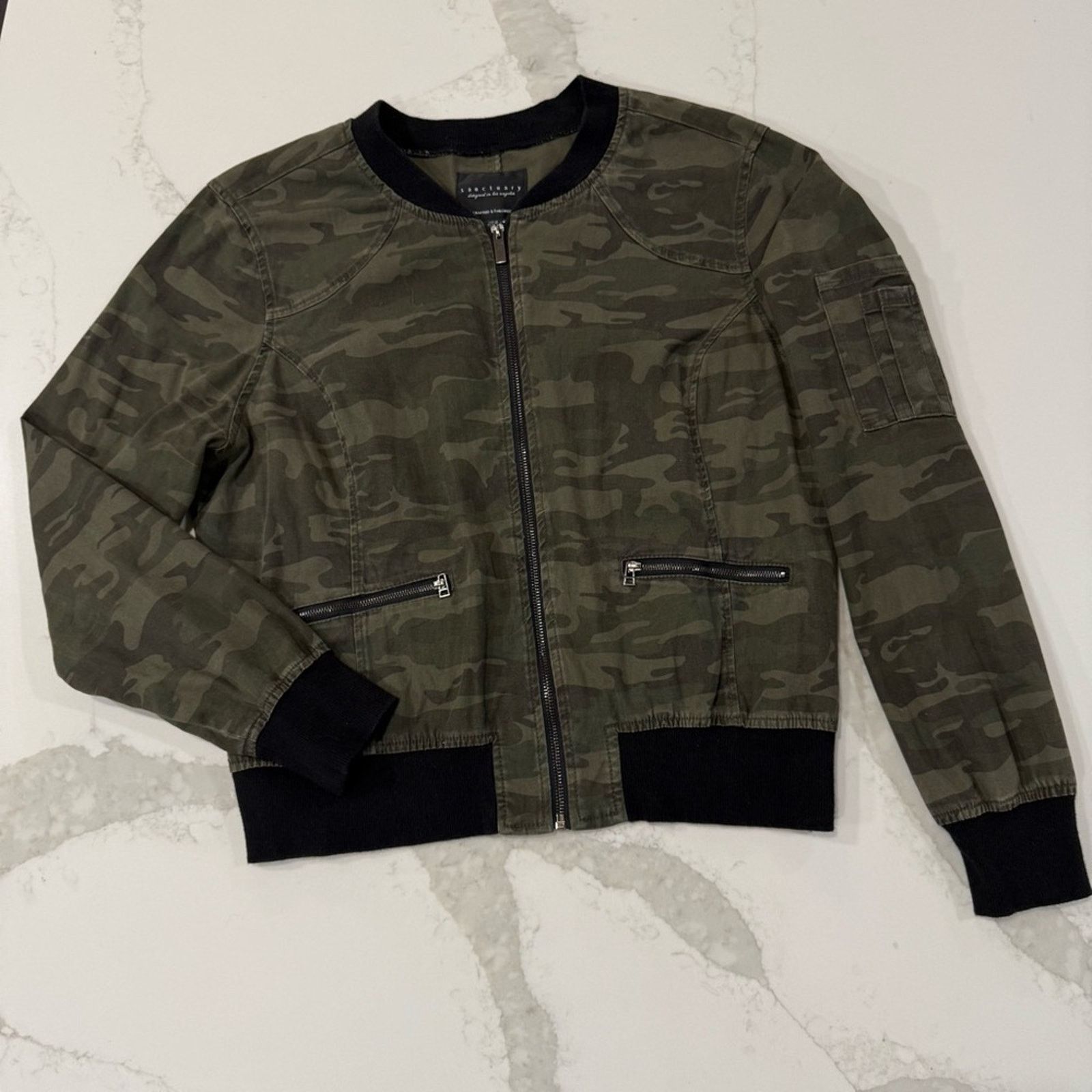 Sanctuary Sanctuary Military Style Camo Bomber Jacket Women’s Medium Size M / US 6-8 / IT 42-44 - 1 Thumbnail