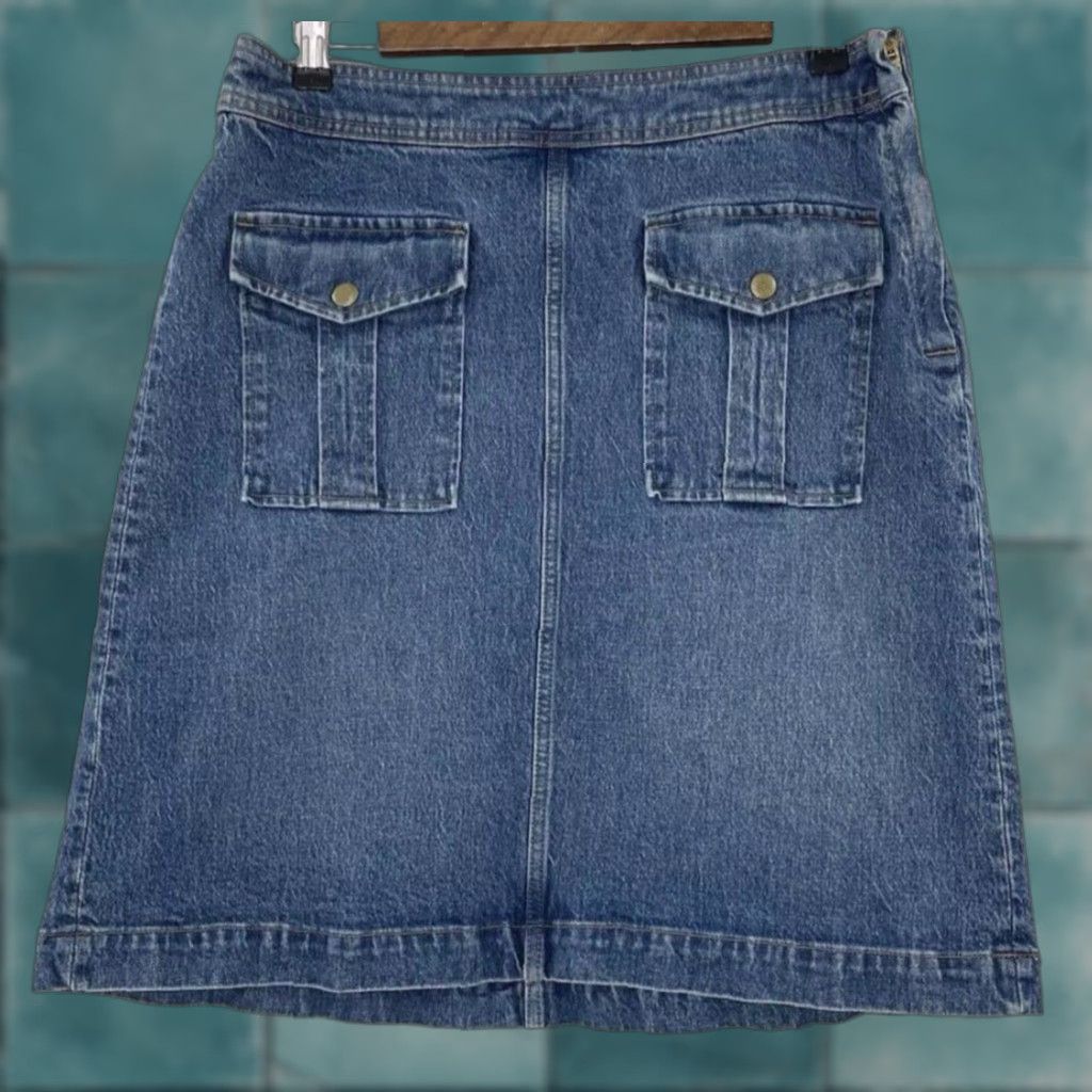 J.Crew VINTAGE J.Crew Skirt Cargo Front Pockets Denim Blue 30 Y2K Vibes 90s Bohemian Women Knee Length Pencil Rise High Style Straight & Pencil Size 30" / US 8 / IT 44 - 1 Thumbnail