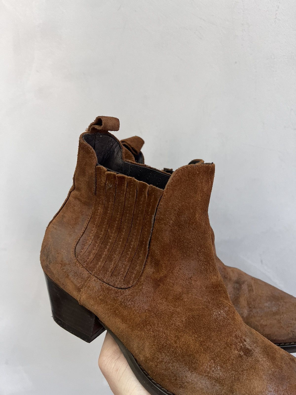 14th Addiction × KMRii Leather JAPANESE HIGH AVANT-GARDE Boots RICK OWENS STYLE Size US 7.5 / EU 40-41 - 4 Thumbnail