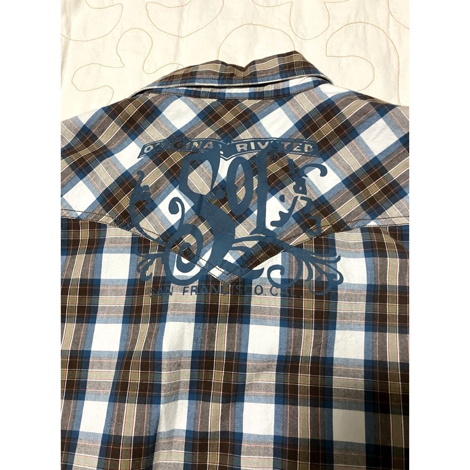 Levi's VINTAGE Levi's Mens XL Plaid Long Sleeve Button-Down Shirt 501 Jeans Printed Back Size US XL / EU 56 / 4 - 2 Thumbnail