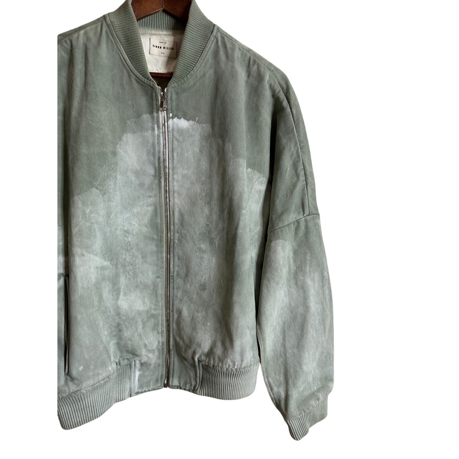Simon Miller Simon Miller Stone Washed Sage Green Bomber Denim Jacket Size US M / EU 48-50 / 2 - 10 Thumbnail