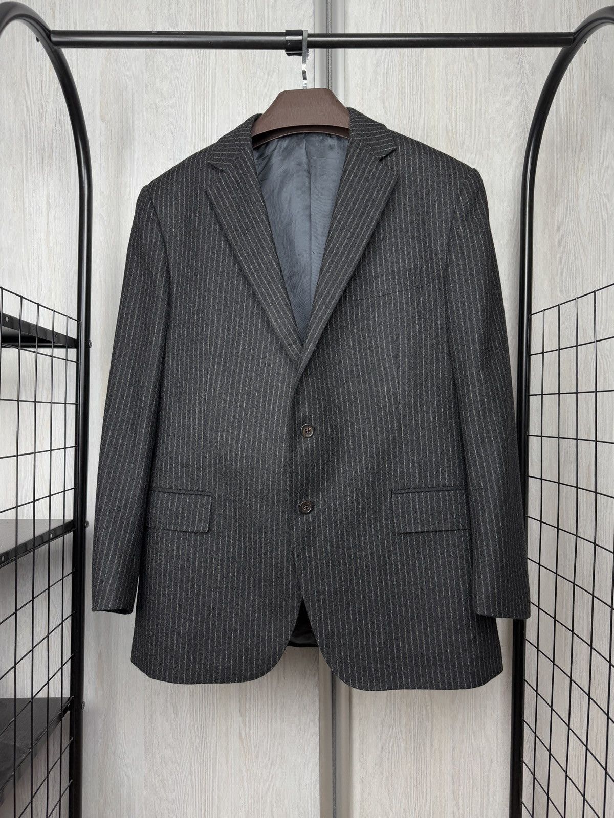 Polo Ralph Lauren POLO Ralph Lauren Gregory Wool Pinstripe Suit Dark Grey 42R Size 42R - 18 Thumbnail