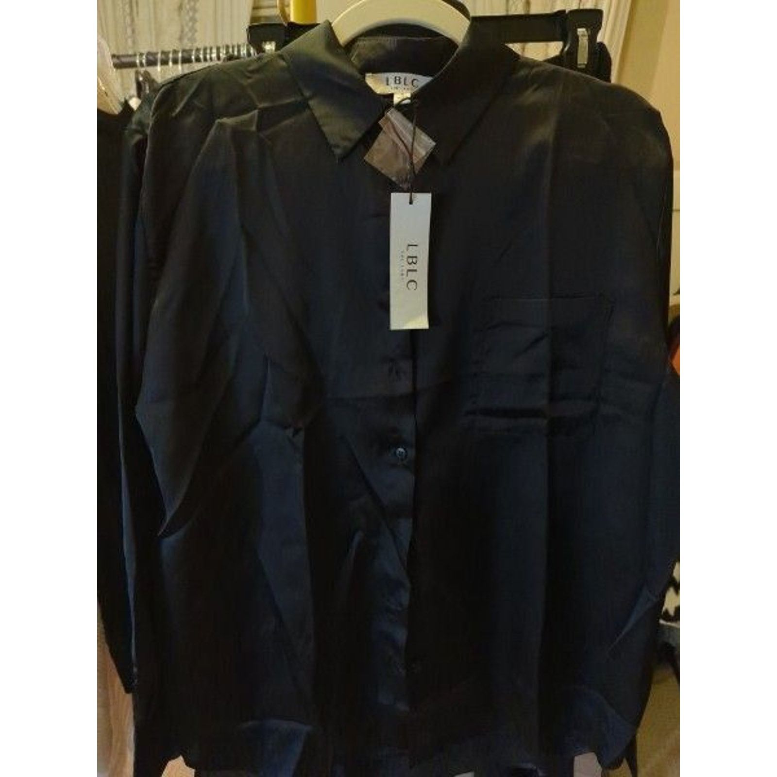 REVOLVE LBLC The Label Smith Button Up Black Satin Shirt - Sz S Size S / US 4 / IT 40 - 2 Thumbnail