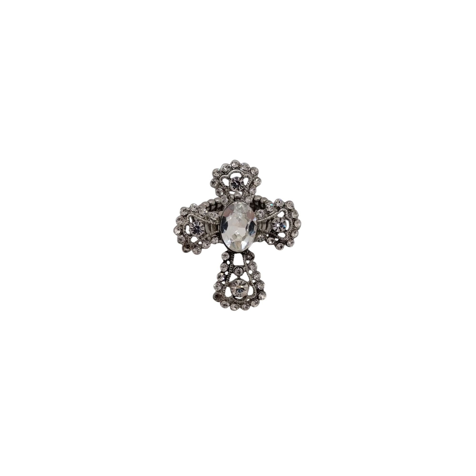 Other Vintage-Style Silver-Tone Cross Adjustable Stretch Ring With Size ONE SIZE - 4 Thumbnail