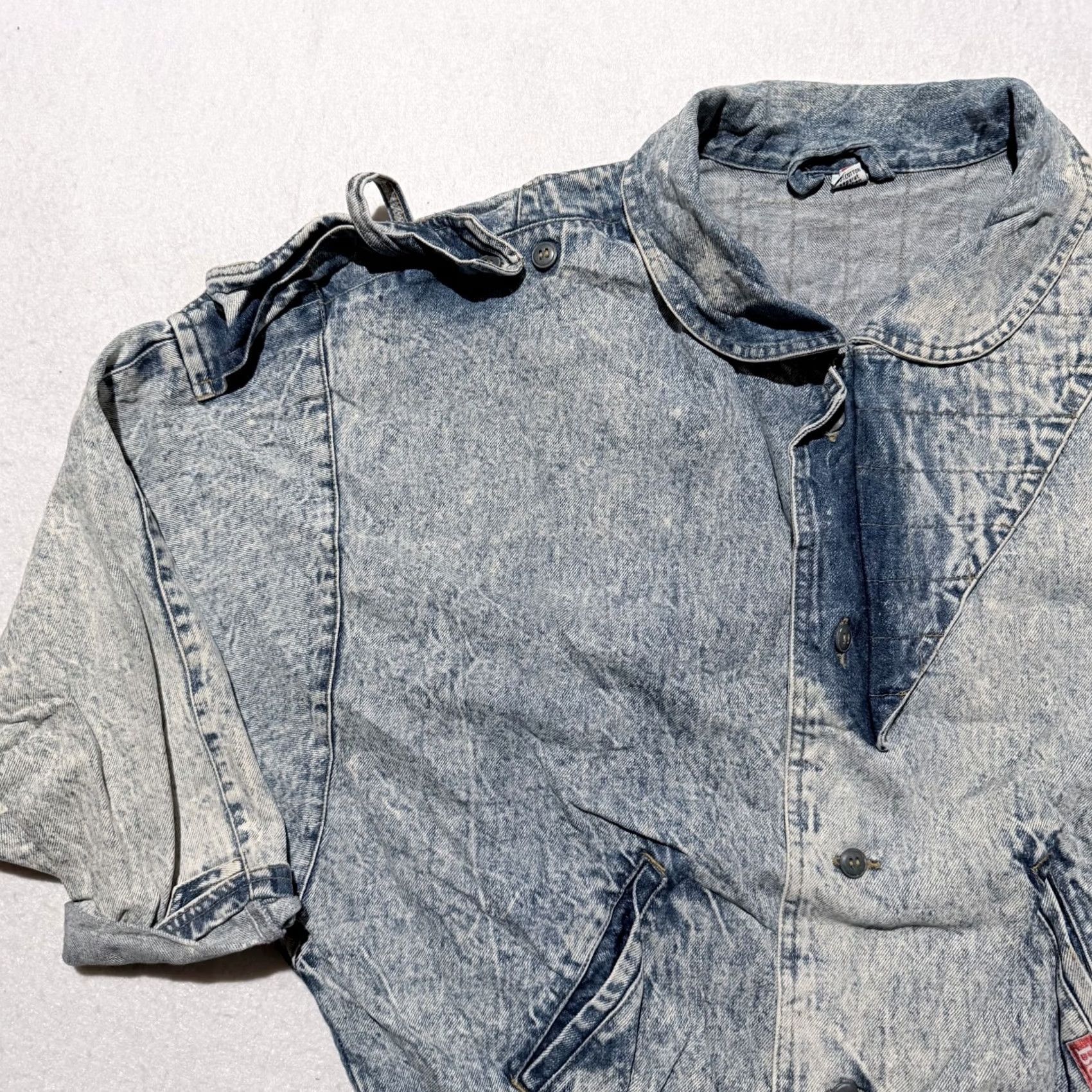 X-LARGE VINTAGE Boyco Jacket Women Blue Acid Wash Denim Tie Elastic Waist Retro - Large Denim Jacket Woman Blue Acid Wash Retro Tie Elastic Waist Large Size L / US 10 / IT 46 - 3 Thumbnail