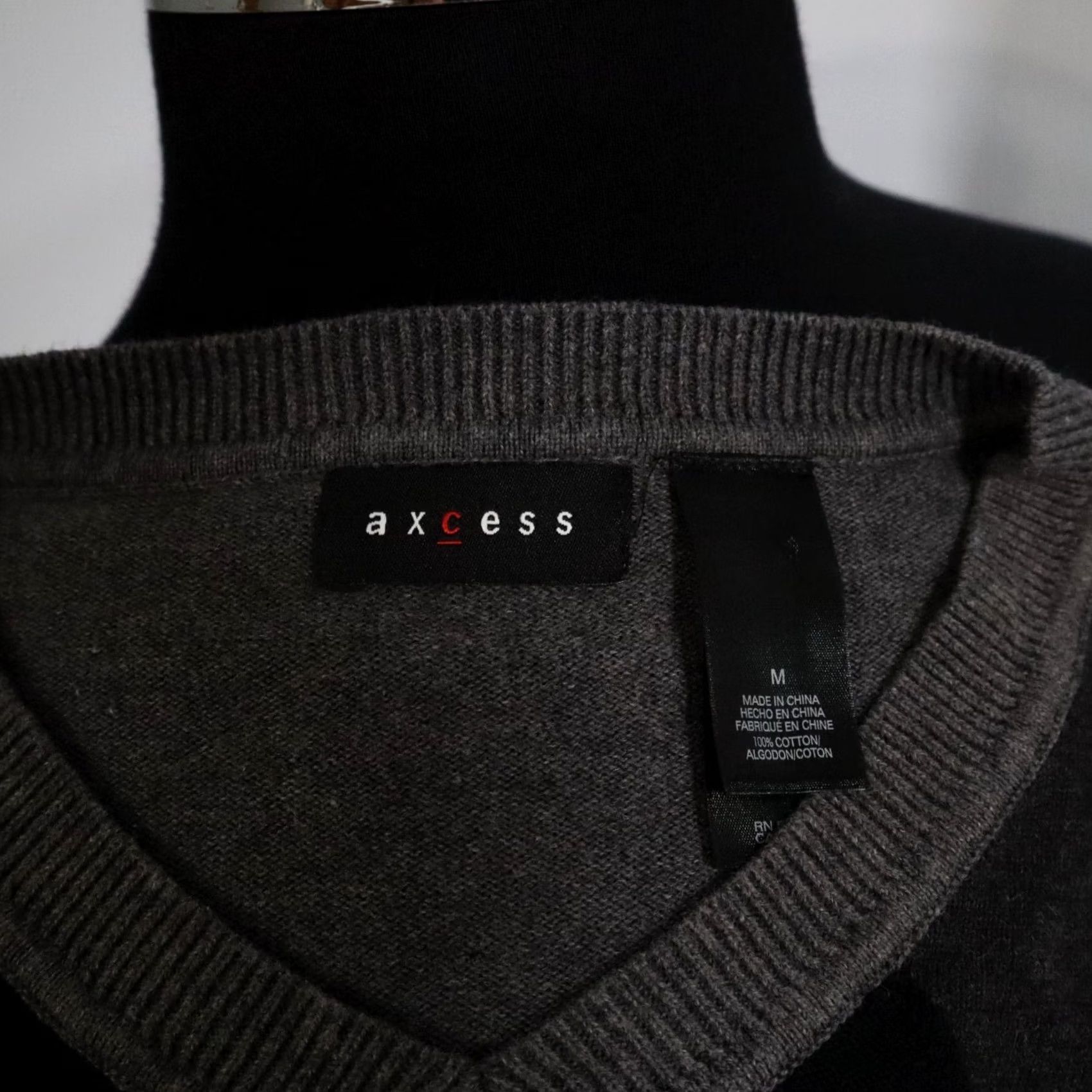Vintage Axcess Sweater Mens Medium Gray Knit V-Neck Pullover Argyle Diamond Long Sleeve Size US M / EU 48-50 / 2 - 7 Thumbnail