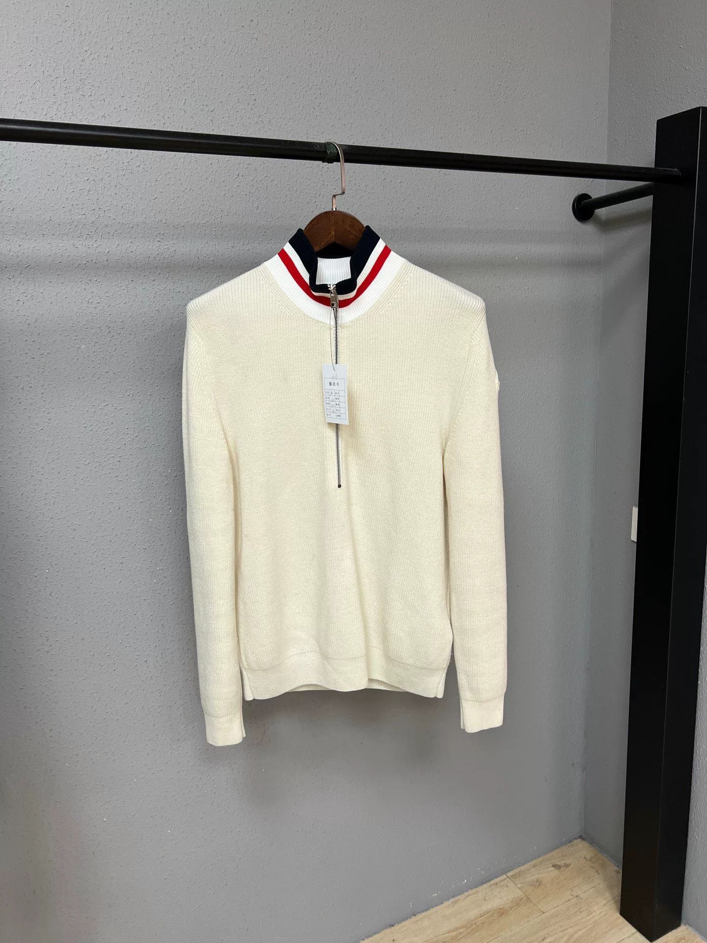 beige half-zip wool sweater by Moncler