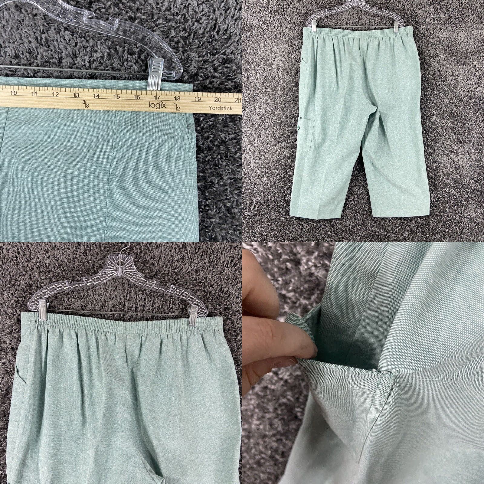 Vintage Alfred Dunner Capri Pants Womens Plus Size 18 Teal Green Elastic Waist Pockets Size ONE SIZE - 8 Thumbnail
