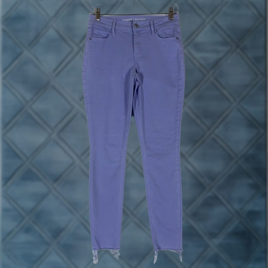 Old Navy Old Navy Rockstar Anke Jeans Mid Rise Womens Size 2 Purple Denim Stretch Raw Hem Jeans Regular Rise Mid Purple Womens Jeans Size 26" / US 2 / IT 38 - 1 Thumbnail