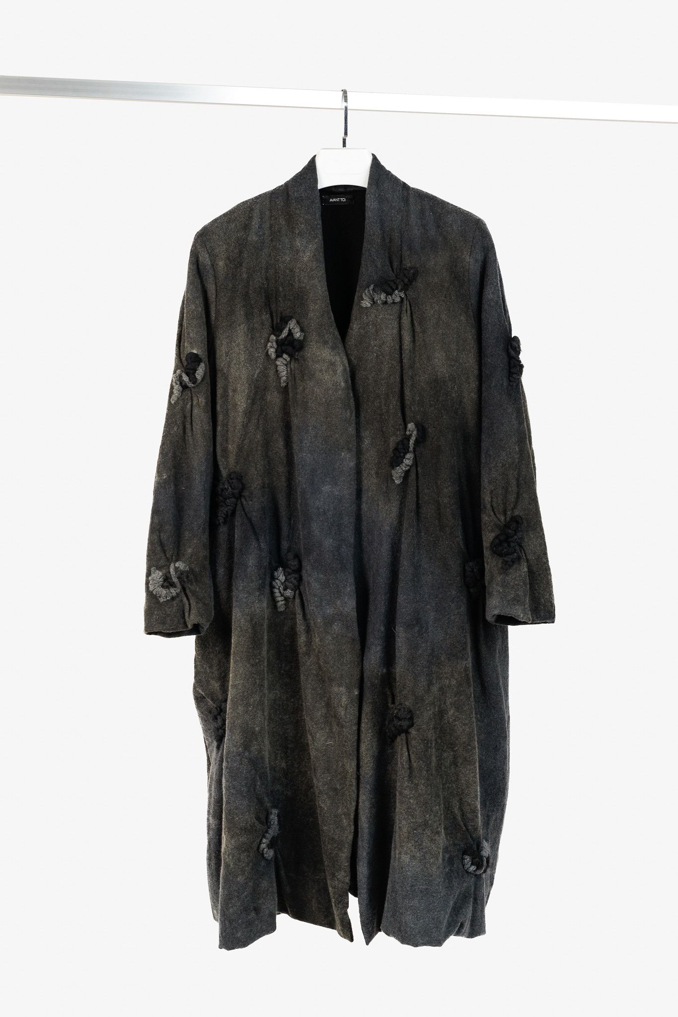 Avant Toi Avant Toi Charcoal & Green Embroidered Virgin-Wool Coat Size L / US 10 / IT 46 - 1 Thumbnail