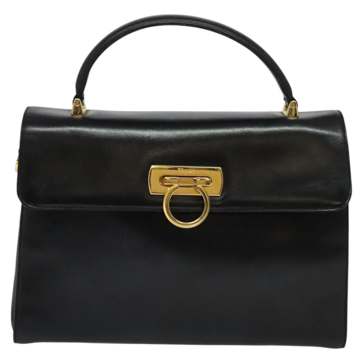 Salvatore Ferragamo Gancini Black Leather Handbag (Pre-Owned) Size ONE SIZE - 1 Thumbnail