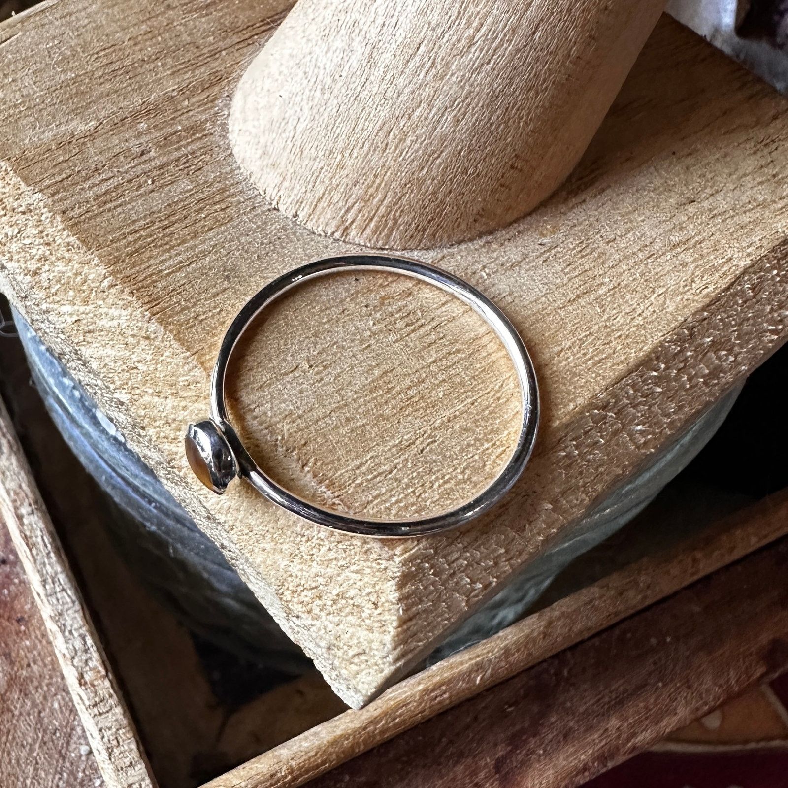 The Unbranded Brand Tiger Eye Sterling Silver Minimalist Ring Size ONE SIZE - 5 Thumbnail