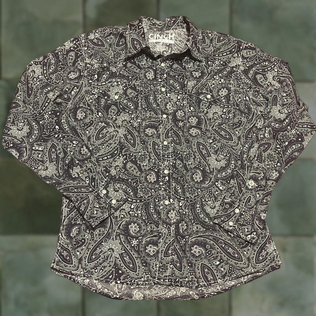 Vintage Cinch Shirt Men’s S Green Paisley Long Sleeve Pearl Snap Button Casual Western Cowboy Size US S / EU 44-46 / 1 - 1 Thumbnail
