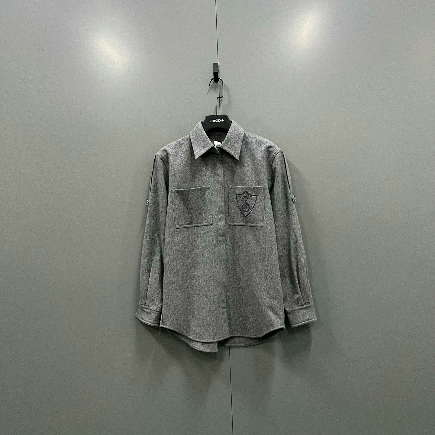 Burberry Burberry Gray Embroidered Collar Shirt Size US M / EU 48-50 / 2 - 1 Thumbnail