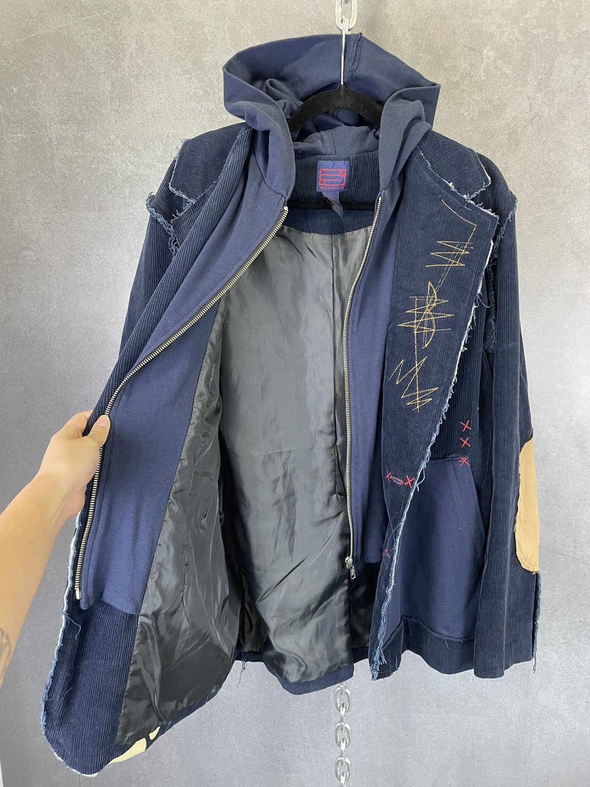 Vintage Y2K patchwork corduroy Steelo hoodie blazer jacket rare Size US M / EU 48-50 / 2 - 5 Thumbnail
