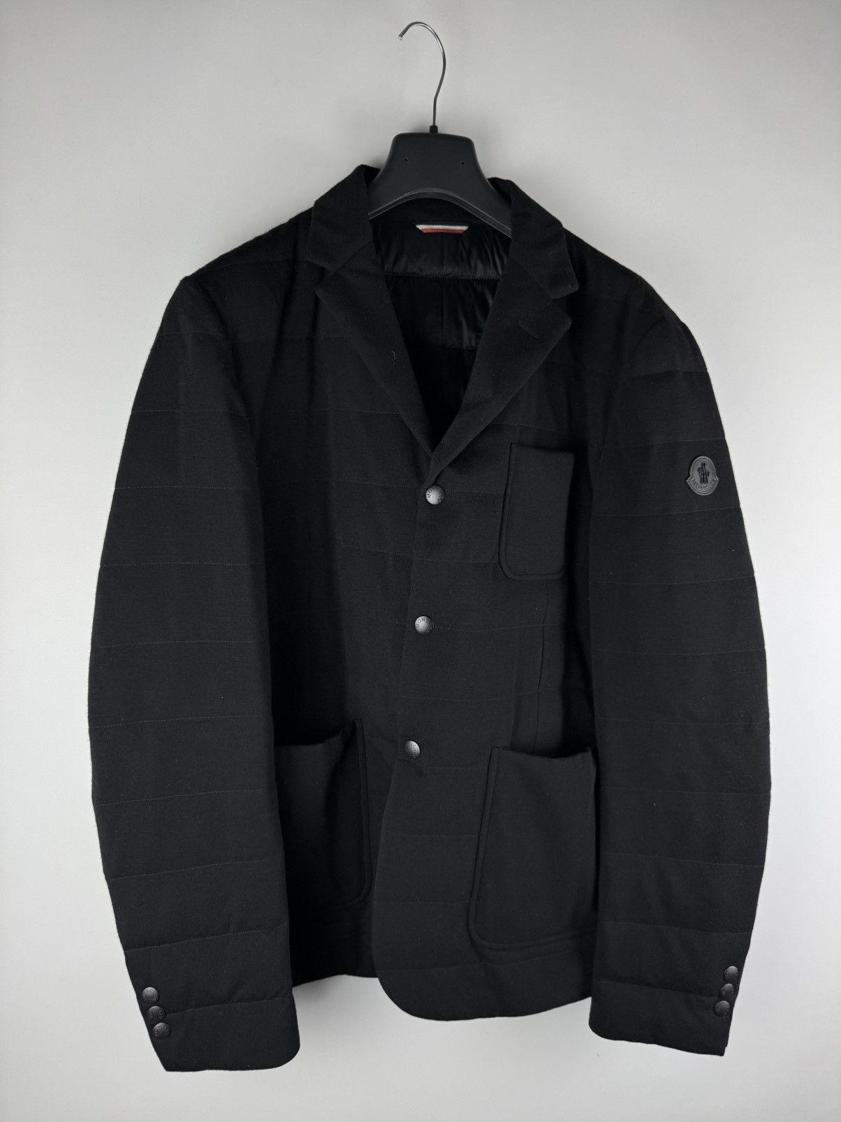 Moncler Moncler DIND Black Down Quilted Wool Cashmere Blazer Jacket Size US XL / EU 56 / 4 - 1 Thumbnail