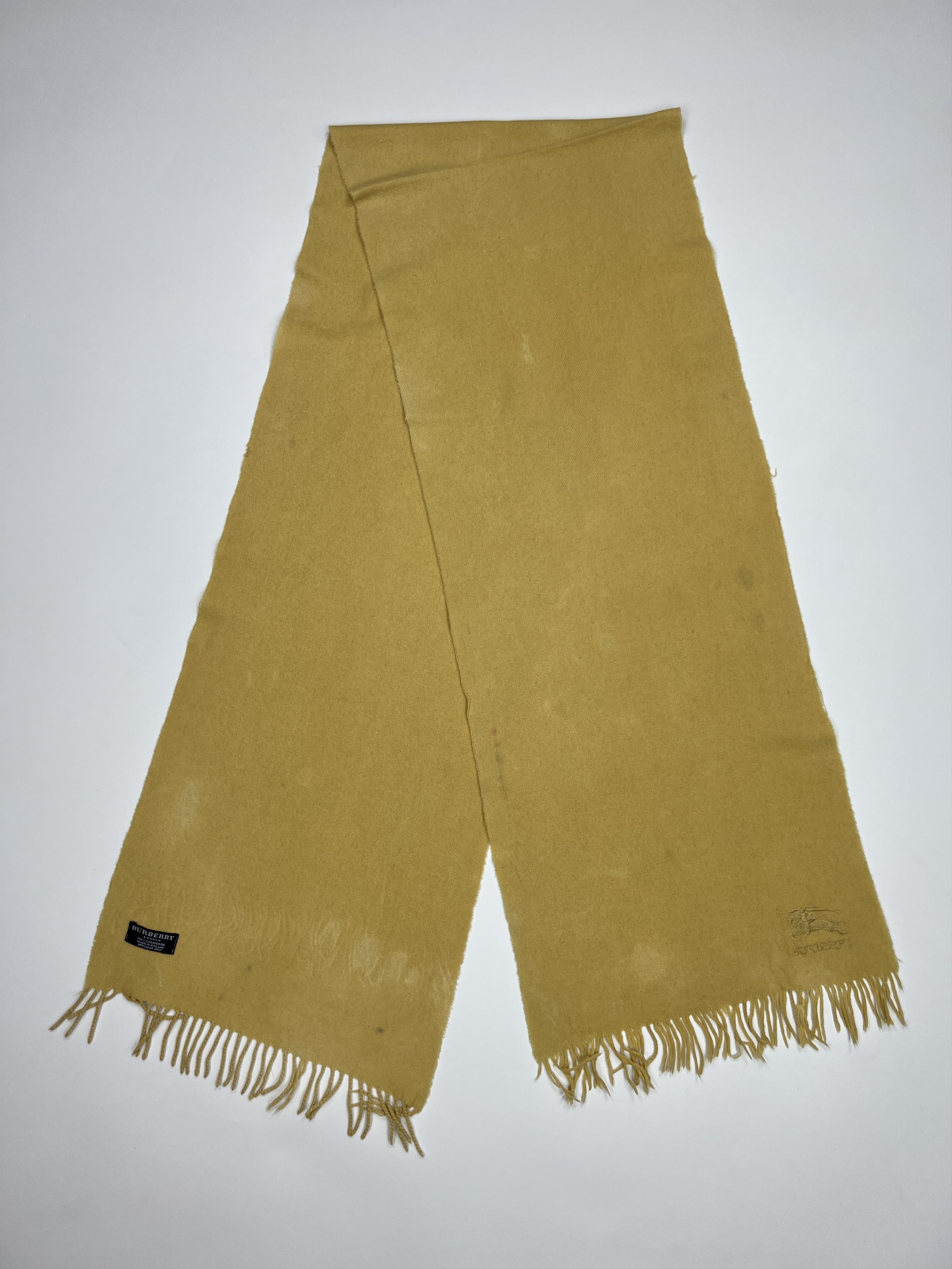Burberry Vintage Burberry 2M Yellow Cashmere Scarf Embroidered Size ONE SIZE - 6 Thumbnail