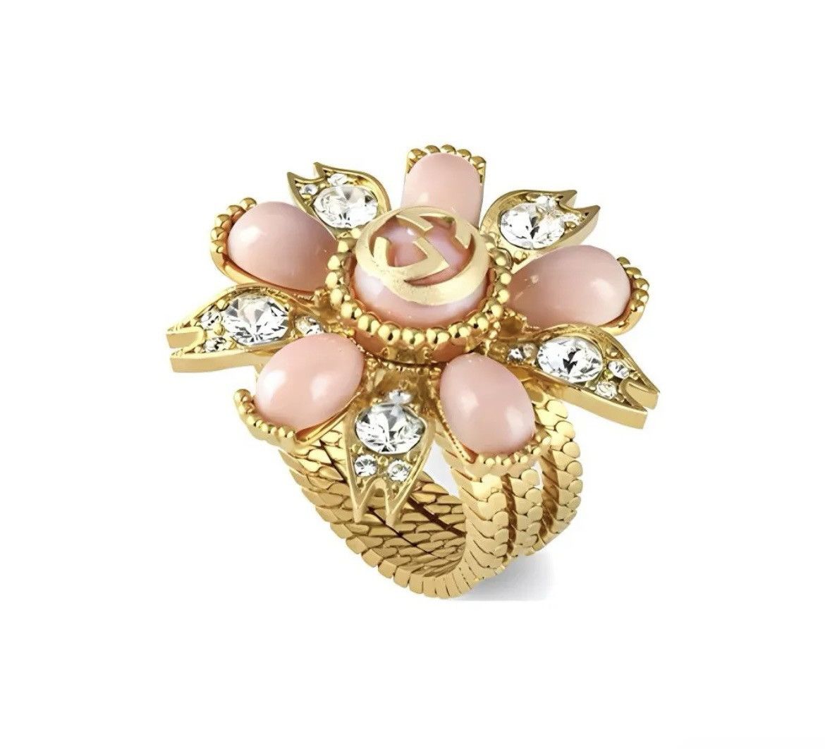 Gucci Gucci Interlocking G Flower Ring Ottone/Resin/Strass Size ONE SIZE - 1 Thumbnail