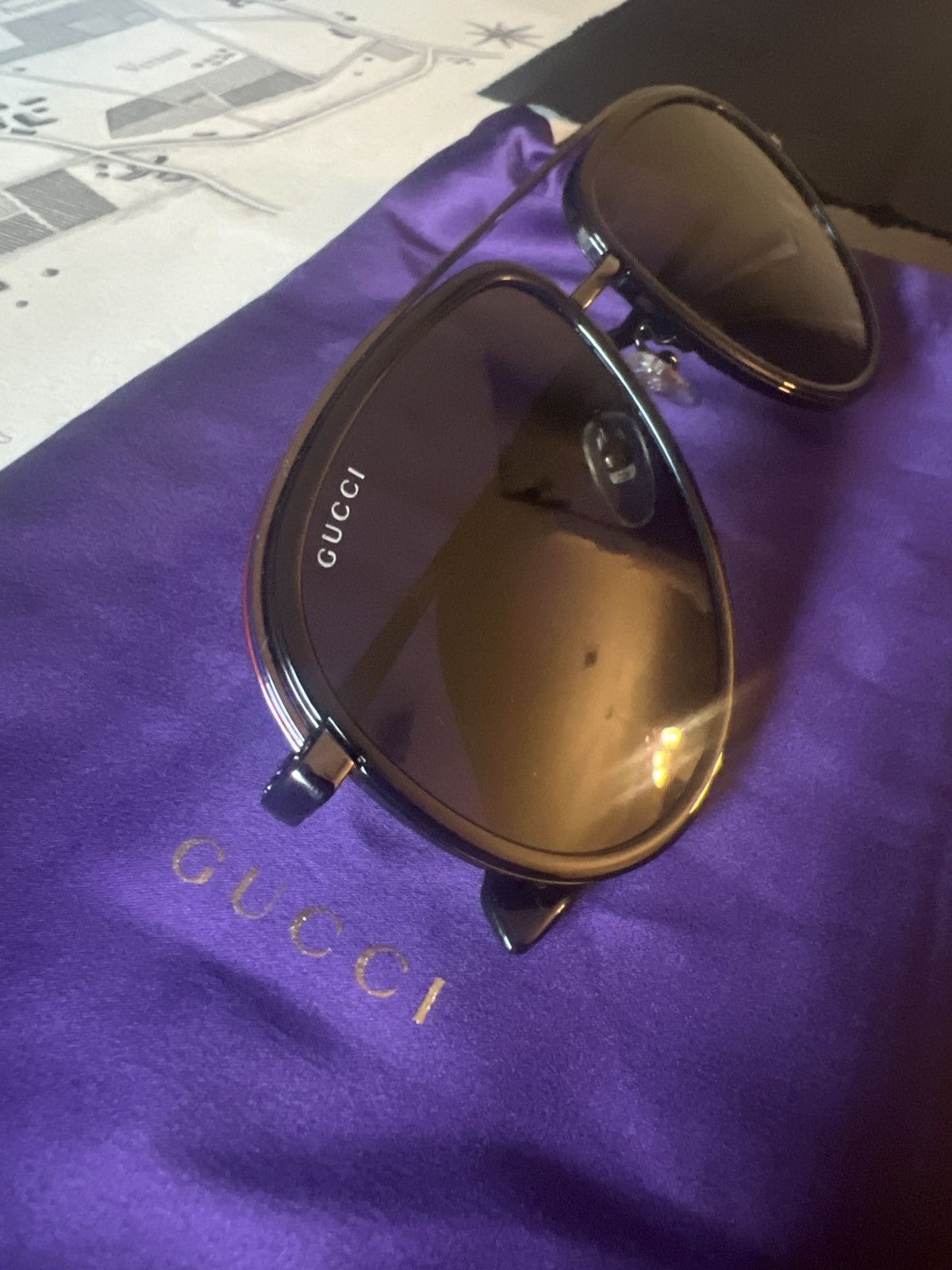 Gucci Gucci Aviator Frame Sunglasses Size ONE SIZE - 4 Thumbnail