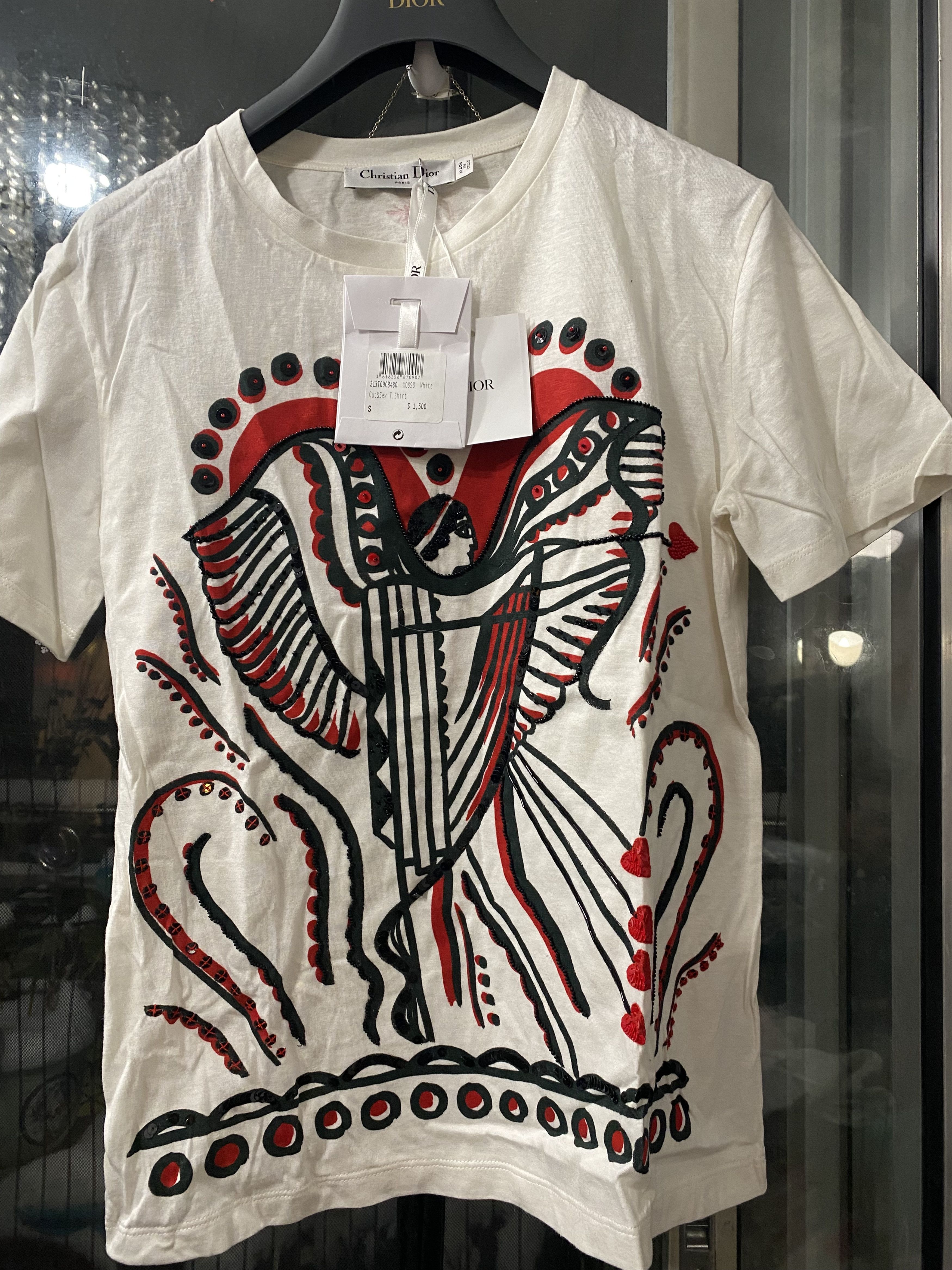 Dior Sequin-Embellished T-Shirt in White SZ S NWT MSRP $1500 Size S / US 4 / IT 40 - 6 Thumbnail