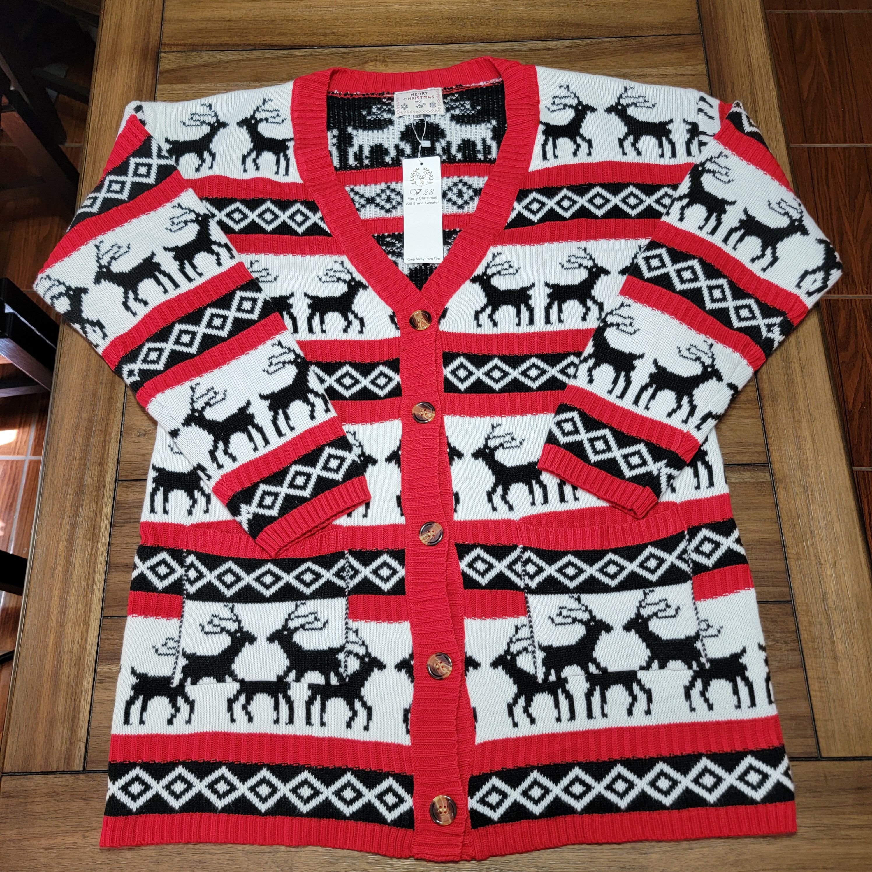 Other V28 Knit Christmas Cardigan Sweater w/ Reindeer-XXXL NWT Size 3XL / US 20-22 - 1 Thumbnail