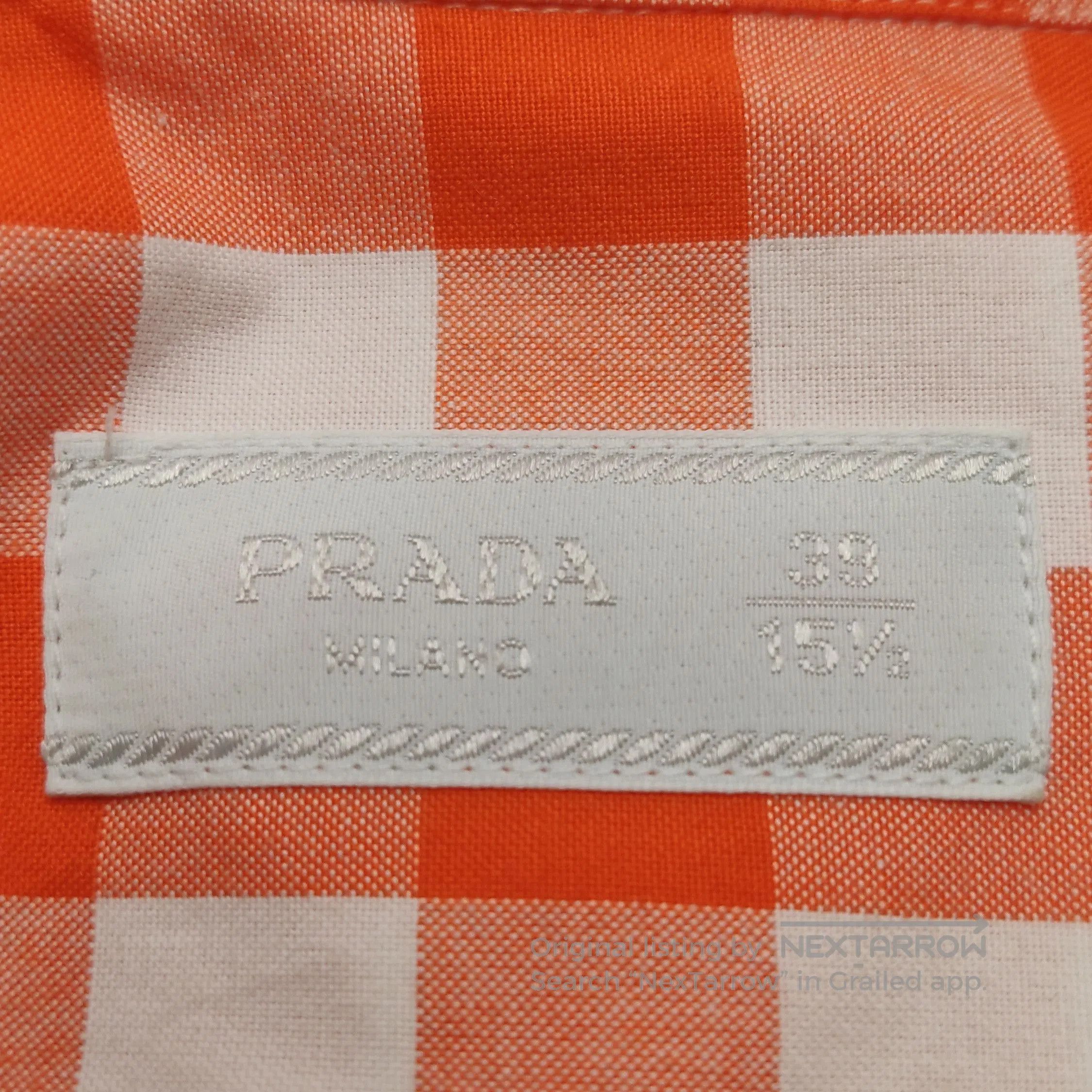Prada Prada L Orange Check Cotton Shirt. Size US M / EU 48-50 / 2 - 2 Thumbnail