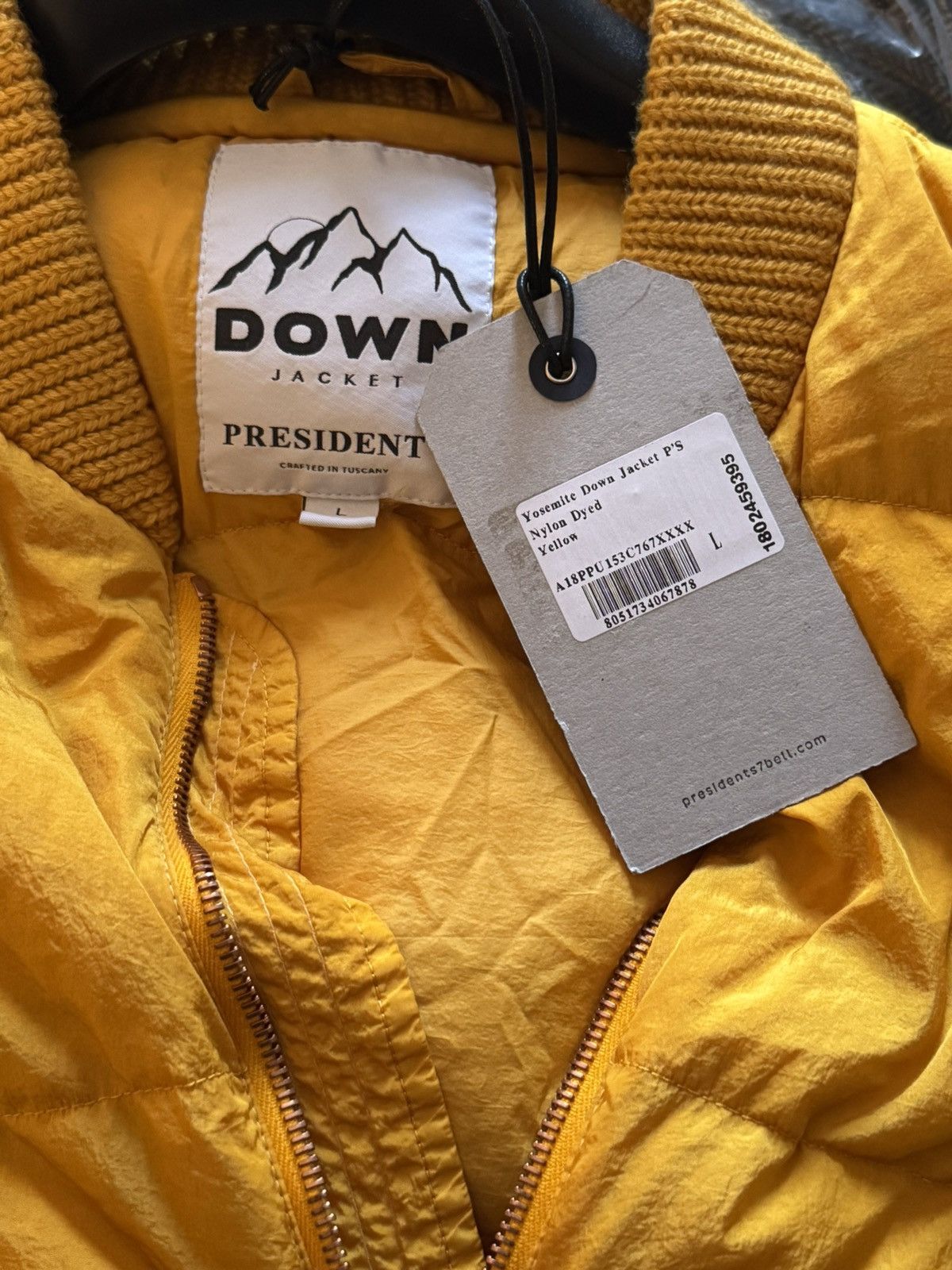 President's PRESIDENT'S Italian Down Puffer Jacket Yellow Size Large Size US L / EU 52-54 / 3 - 6 Thumbnail
