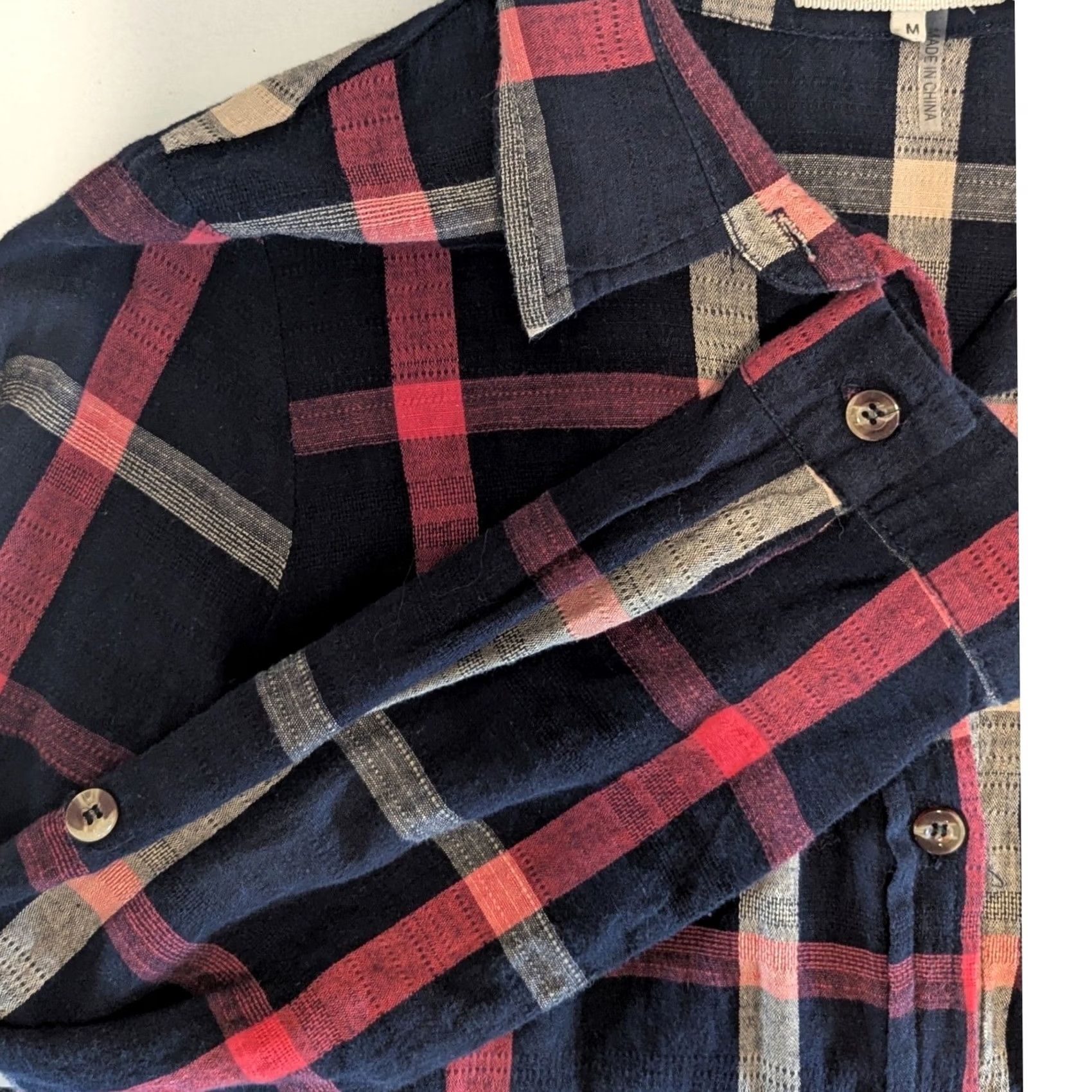 Vintage Orange Creek Plaid Button Down Shirt Navy Red Tan Long Sleeve Cotton Women Sz M Size M / US 6-8 / IT 42-44 - 3 Thumbnail
