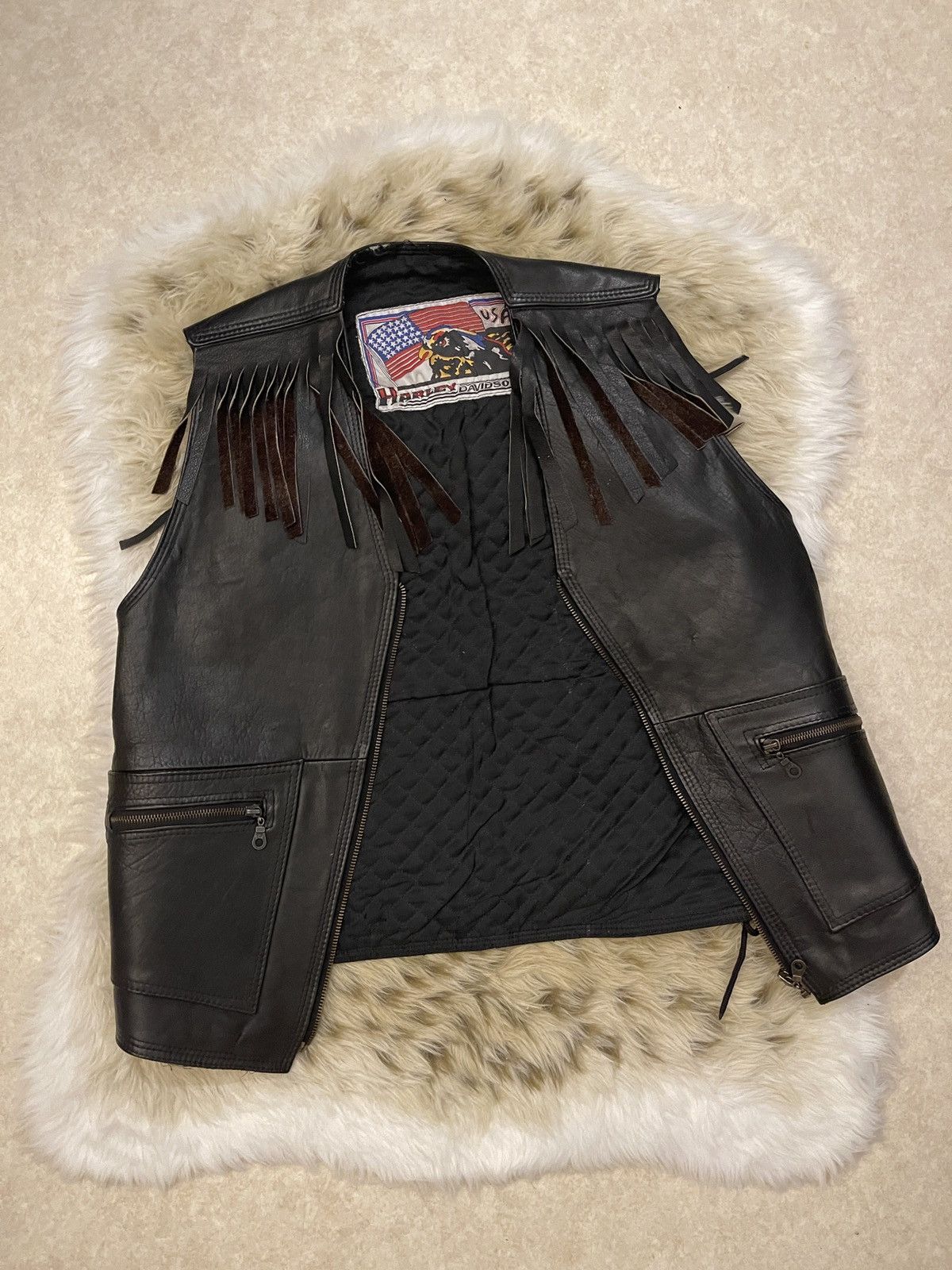 Harley Davidson Harley Davidson real lamb Leather vest Size US S / EU 44-46 / 1 - 2 Thumbnail