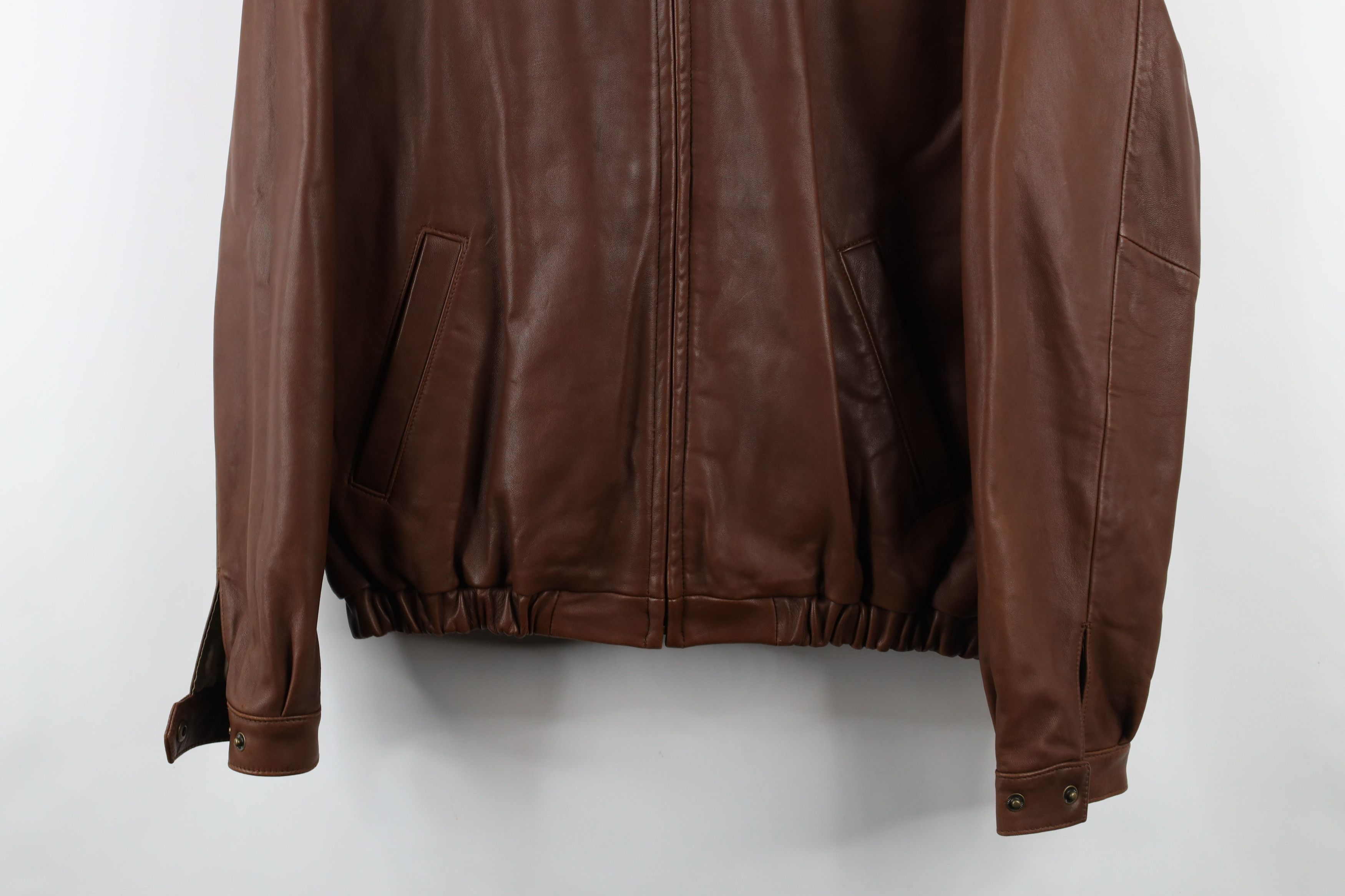 Vintage Vintage 90s Streetwear Leather Flight Bomber Jacket Brown Size US M / EU 48-50 / 2 - 3 Thumbnail