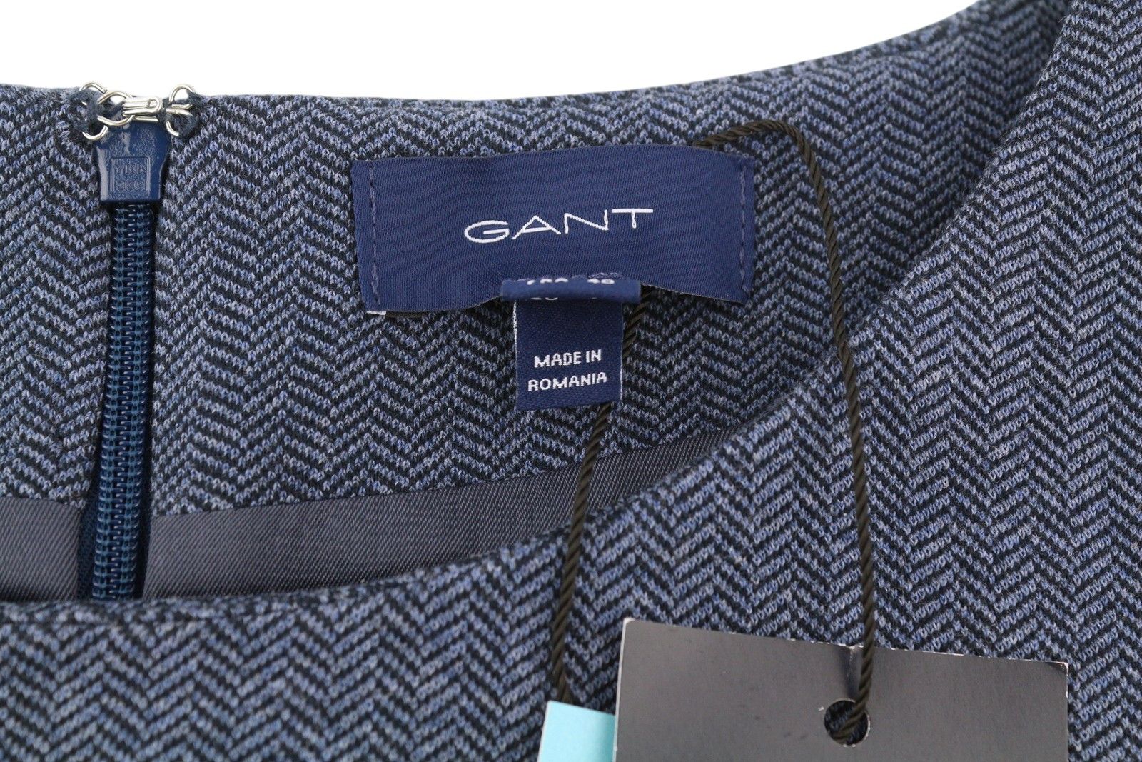 Gant HERRINGBONE JERSE EU38 Blue Round Neck Dress 85194 Size M / US 6-8 / IT 42-44 - 10 Thumbnail