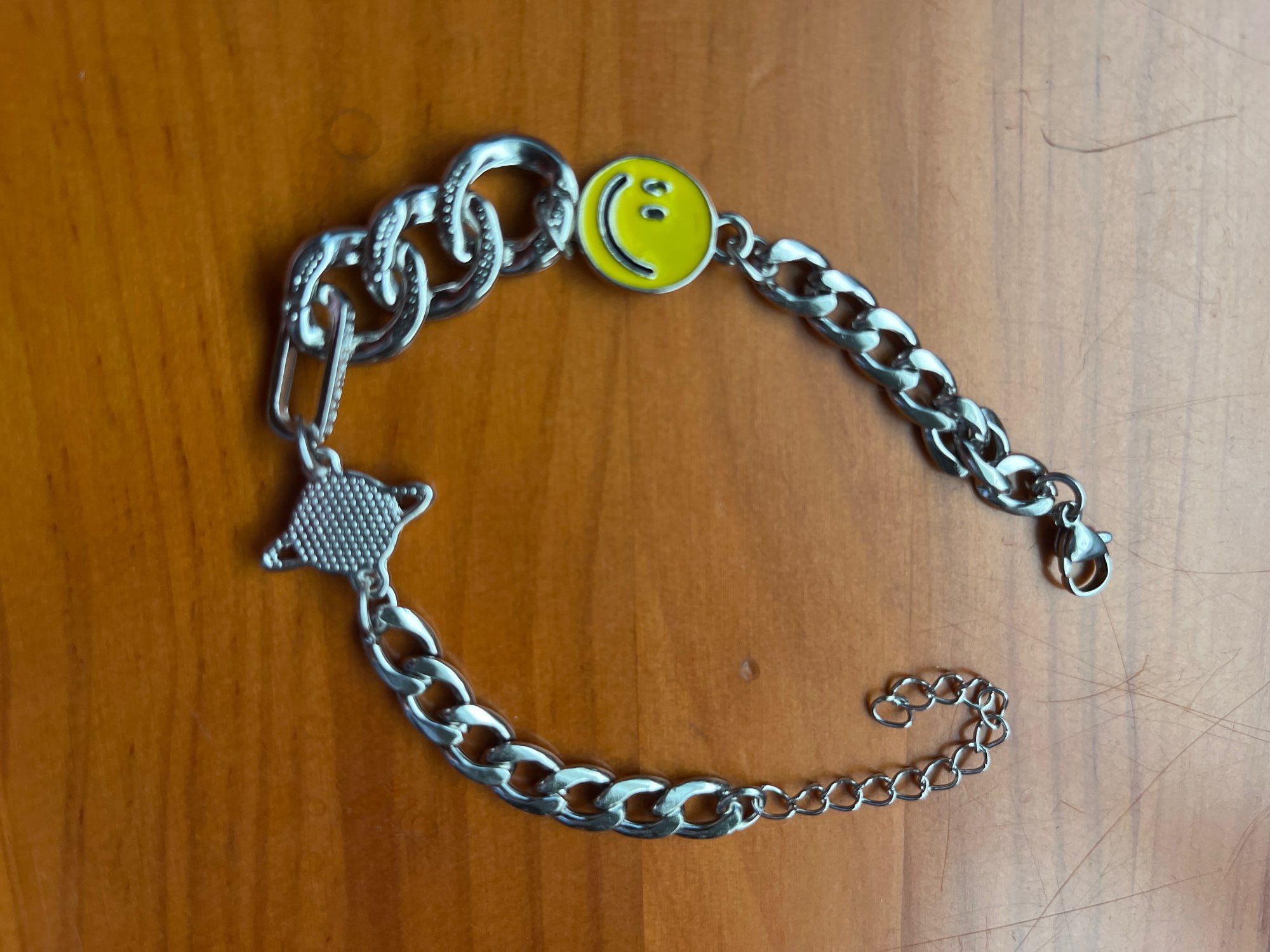 Vintage Retro Smile Face Link Chain Bracelet Size ONE SIZE - 3 Thumbnail