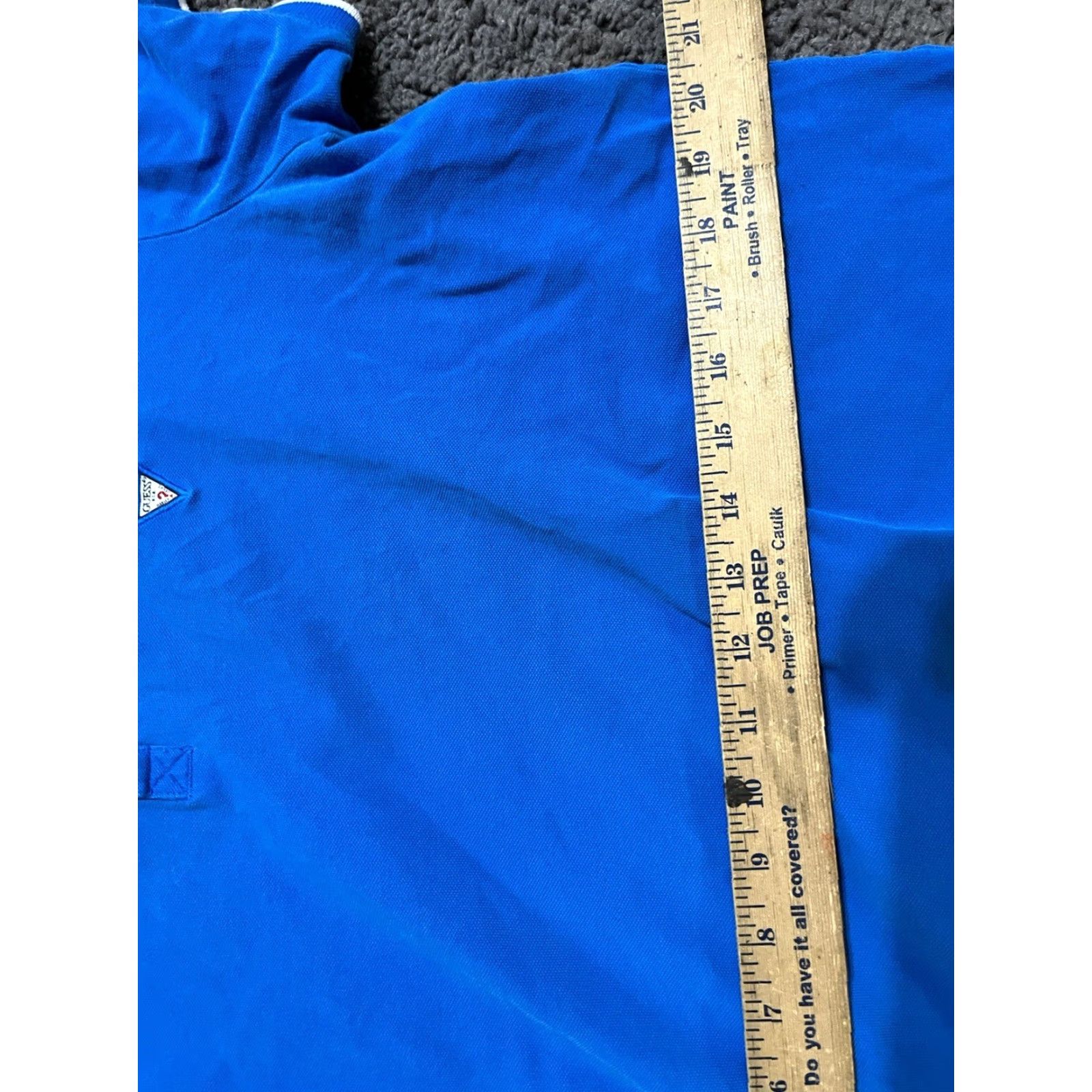 Guess VINTAGE GUESS Polo Shirt Blue Solid Triangle Logo Large L Men Polo Shirt Blue Logo/Angel 90s? Size US L / EU 52-54 / 3 - 5 Thumbnail