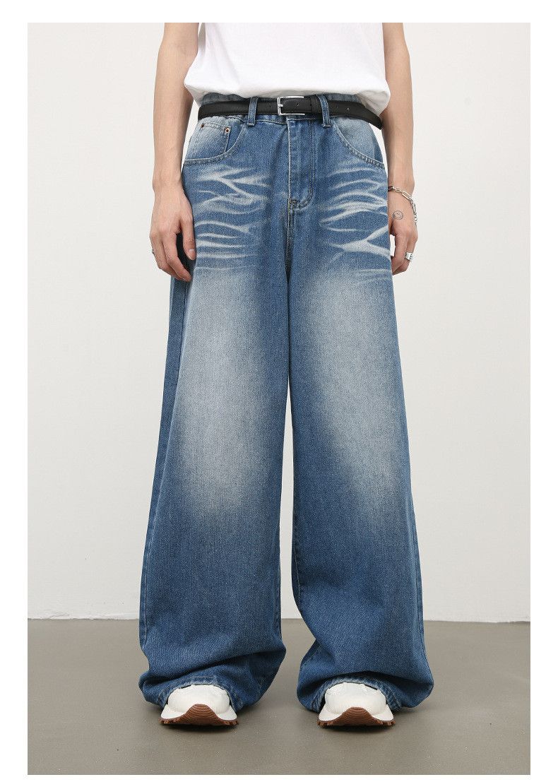 Japanese Brand Retro washed trendy all-match loose wide-leg jeans Size US 34 / EU 50 - 1 Thumbnail