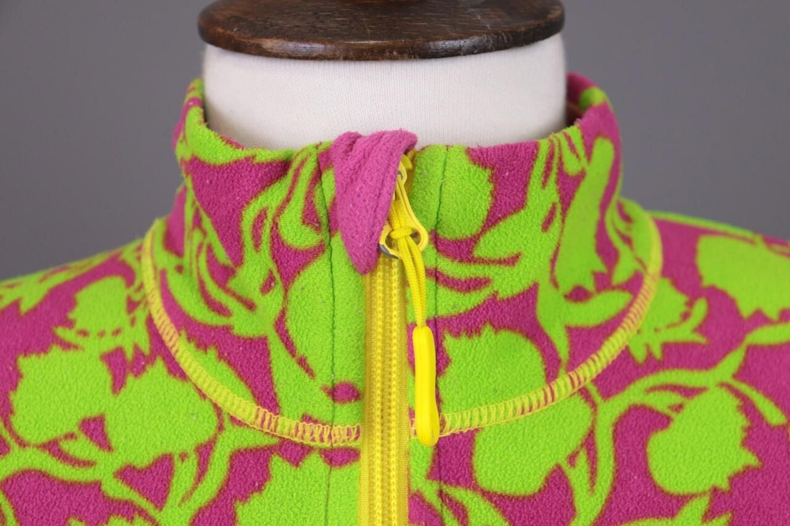 Designer Kari Traa Green Floral Full Zip Fleece Jacket Size S Size S / US 4 / IT 40 - 3 Thumbnail