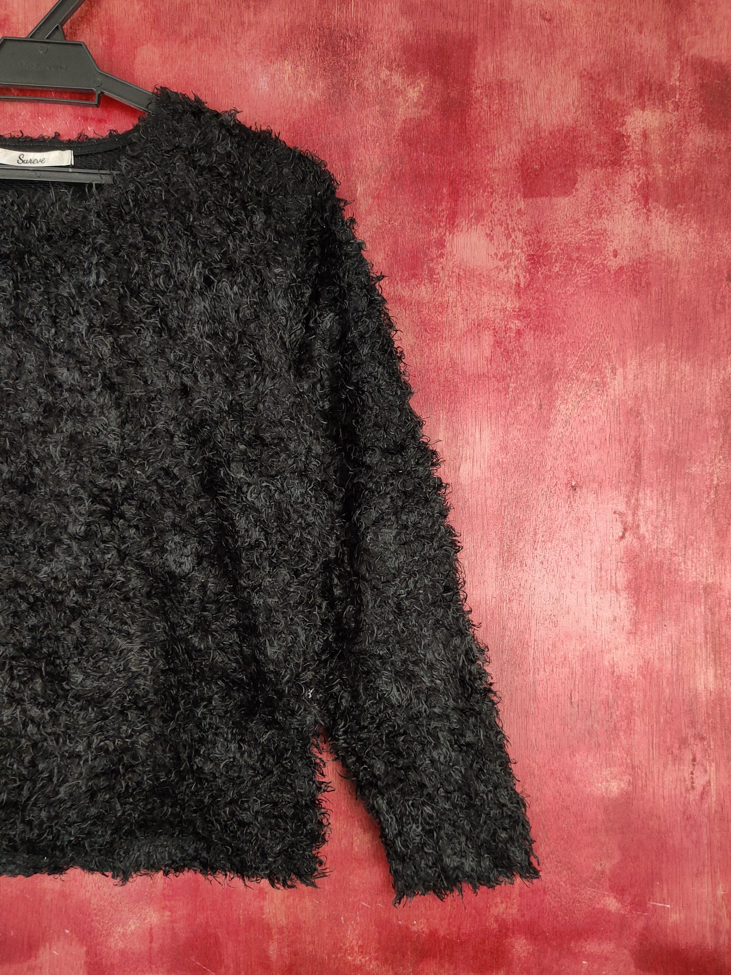 Homespun Knitwear Sureve Black Shag Shaggy Fur Mohair Knitwear #S181885 Size M / US 6-8 / IT 42-44 - 5 Thumbnail