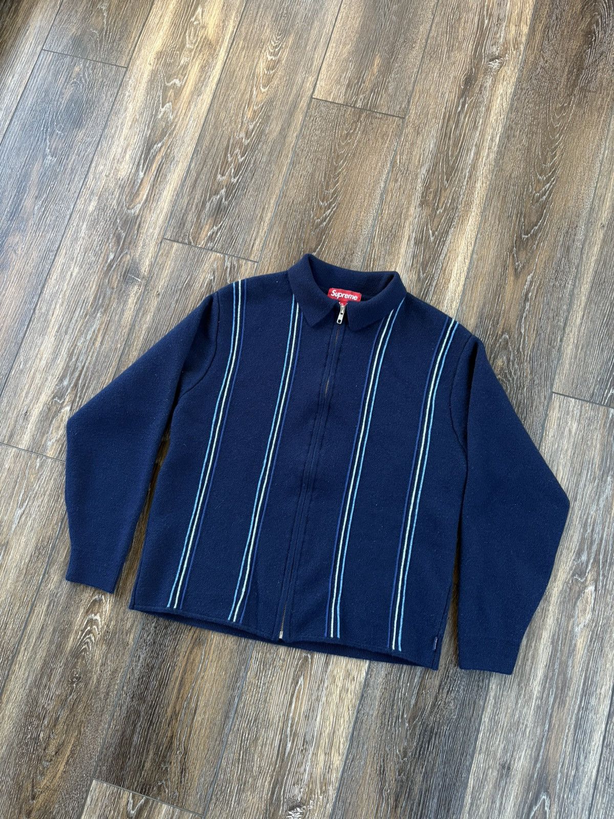 Supreme × Tyler The Creator Cable Stripe Knit L/S Polo (Light Blue
