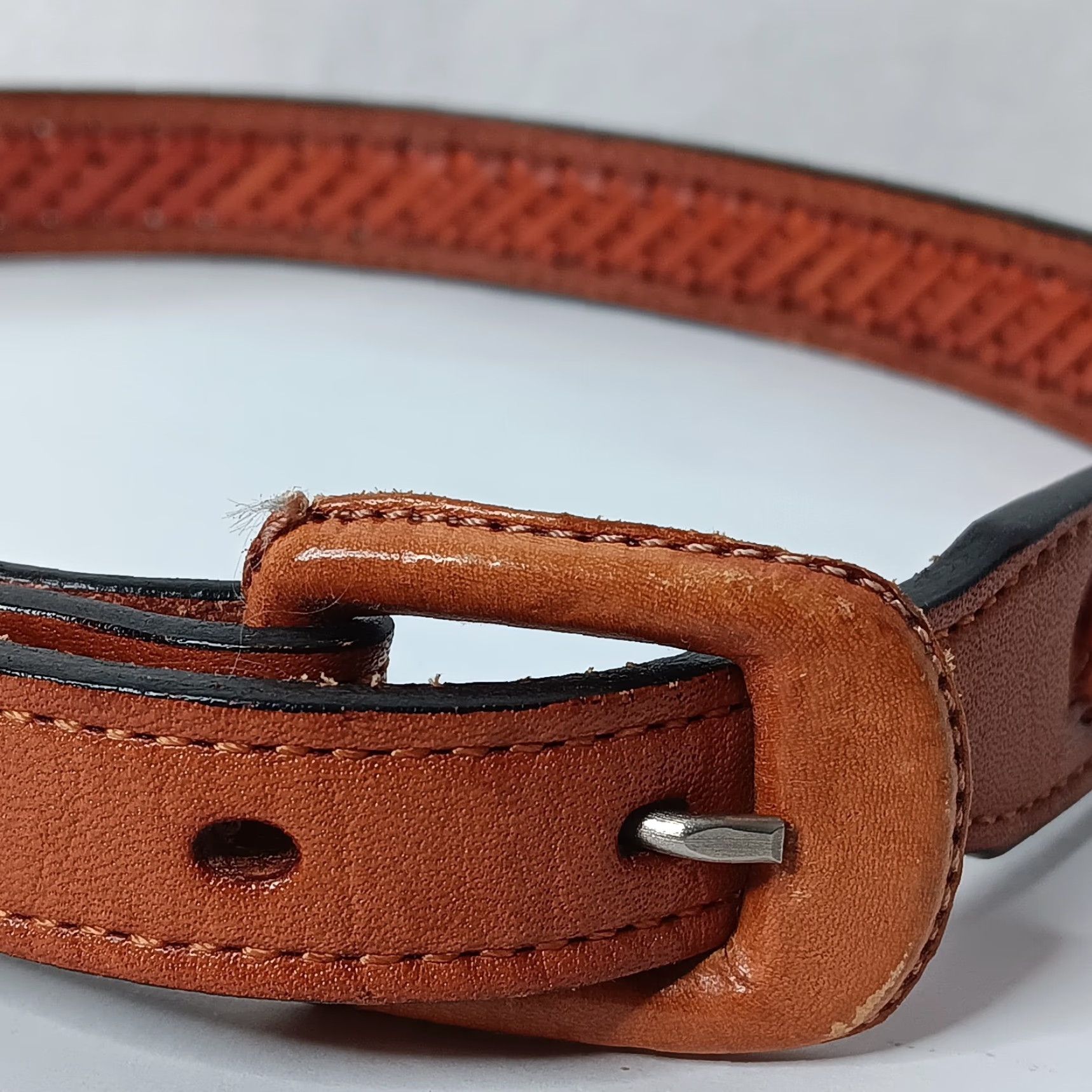 Vintage VINTAGE Handmade Mexican Leather Braided Belt Women 30 Brown 26.5-30" Adjustable 15/16" Womens Size ONE SIZE - 3 Thumbnail