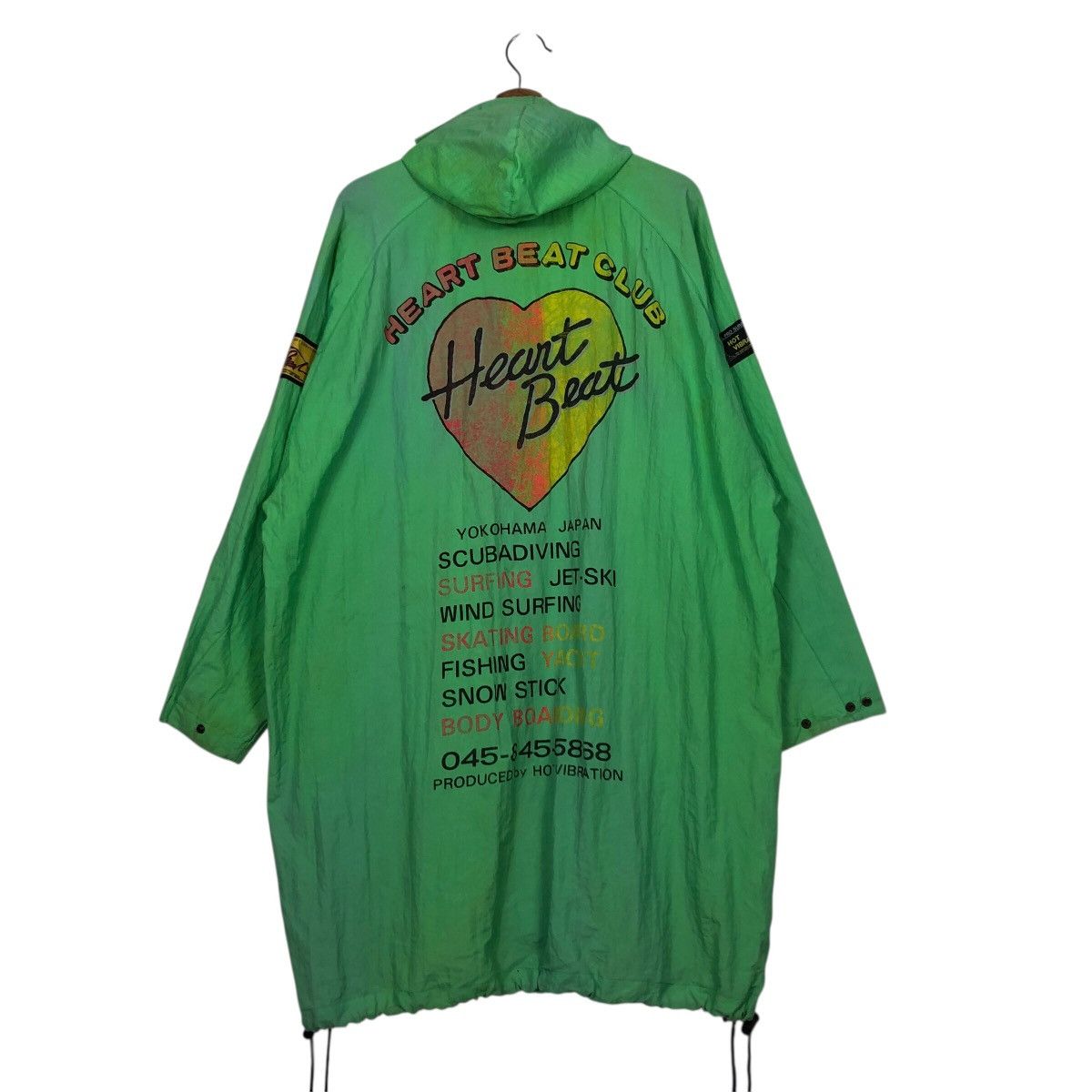 Japanese Brand 80s Heart Beat Club Neon Green Parka Vibration Surf Skate Size US M / EU 48-50 / 2 - 10 Thumbnail