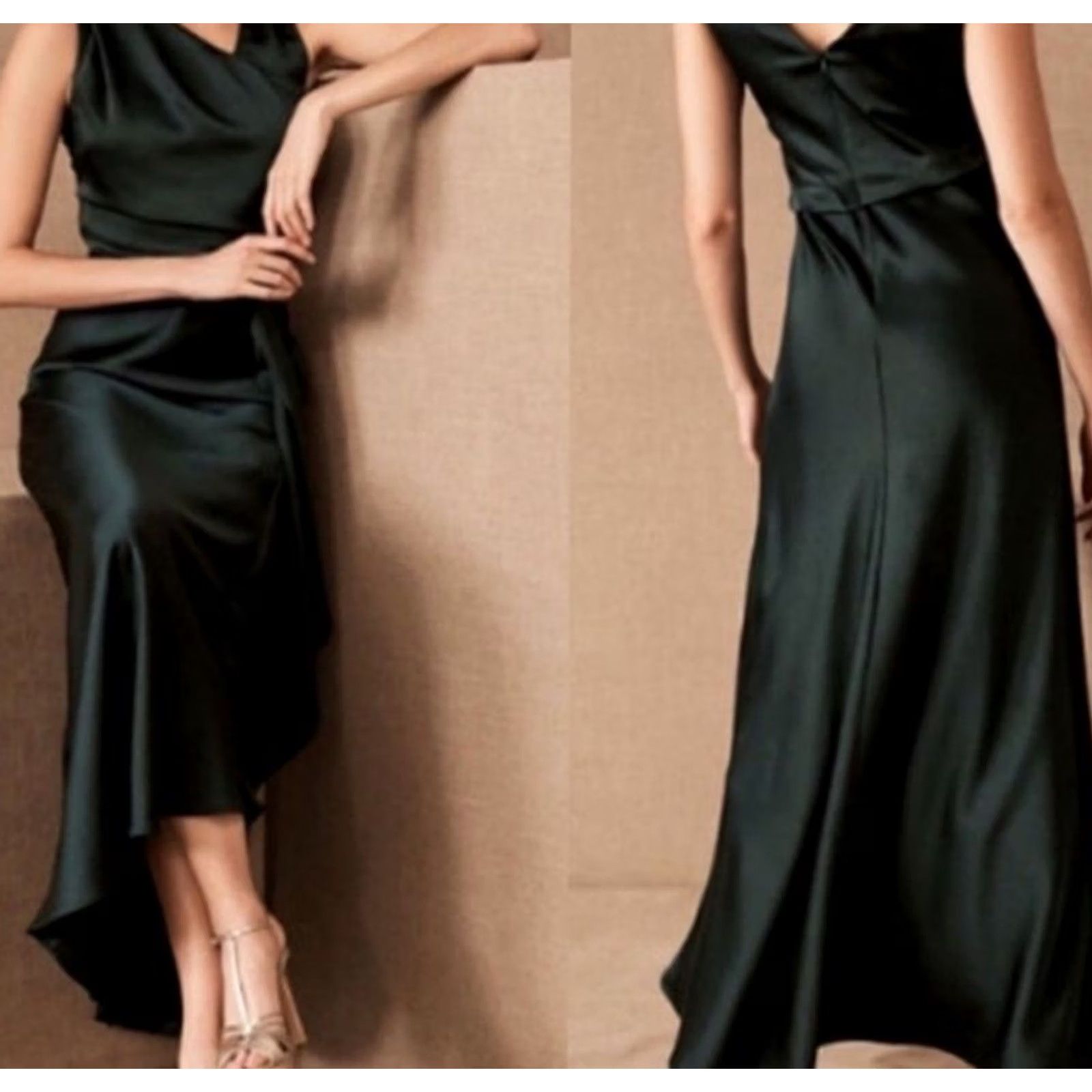 Vintage VINTAGE NWT BHLDN Espen Satin Gown Sz 8 Maxi Green Dress Bridesmaid Romance Drapey Size M / US 6-8 / IT 42-44 - 2 Thumbnail