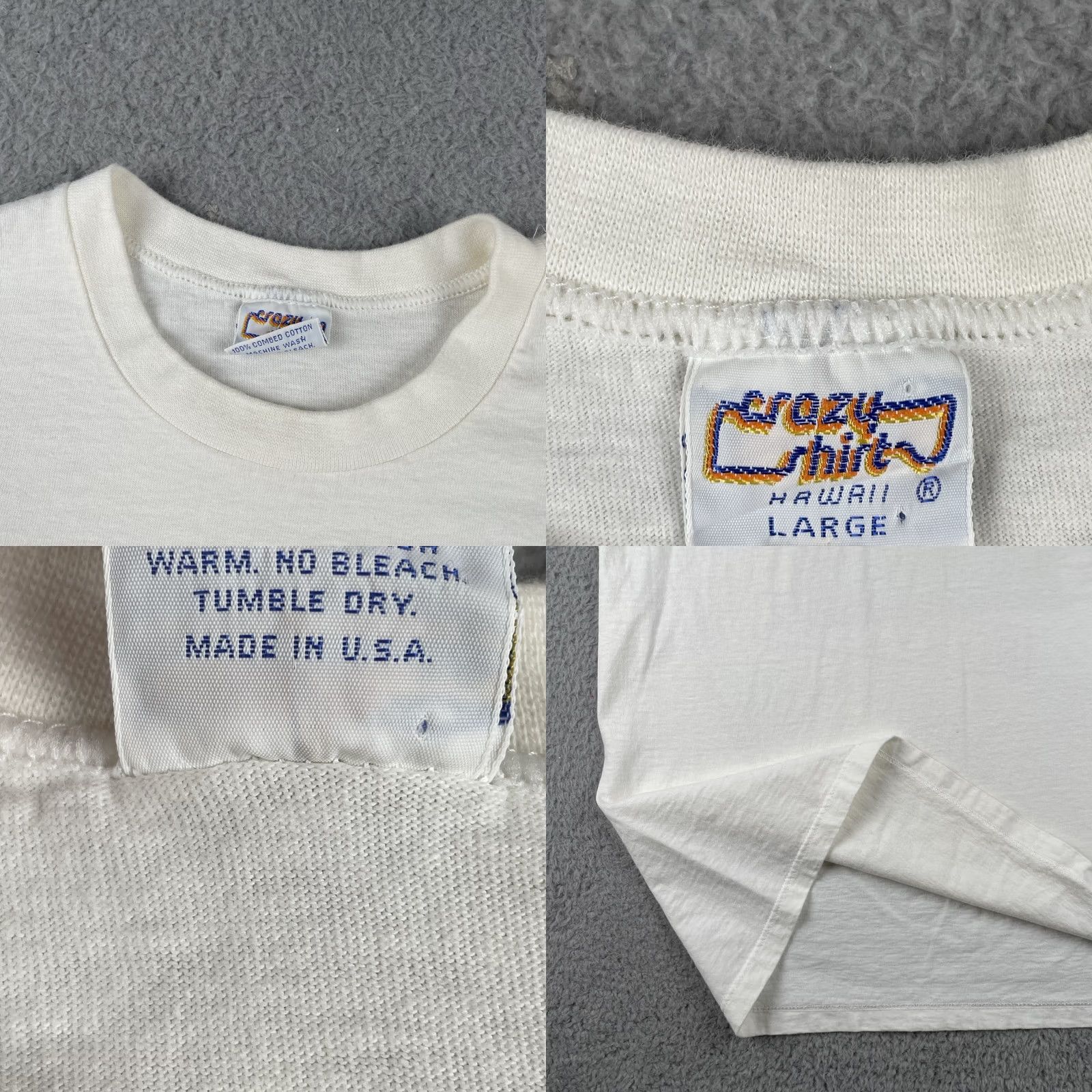 Vintage VINTAGE Crazy Shirts T-Shirt White L Men's USA 90s Hawaiian Beach Art Short Sleeve Crew Neck Cotton Size US L / EU 52-54 / 3 - 9 Thumbnail
