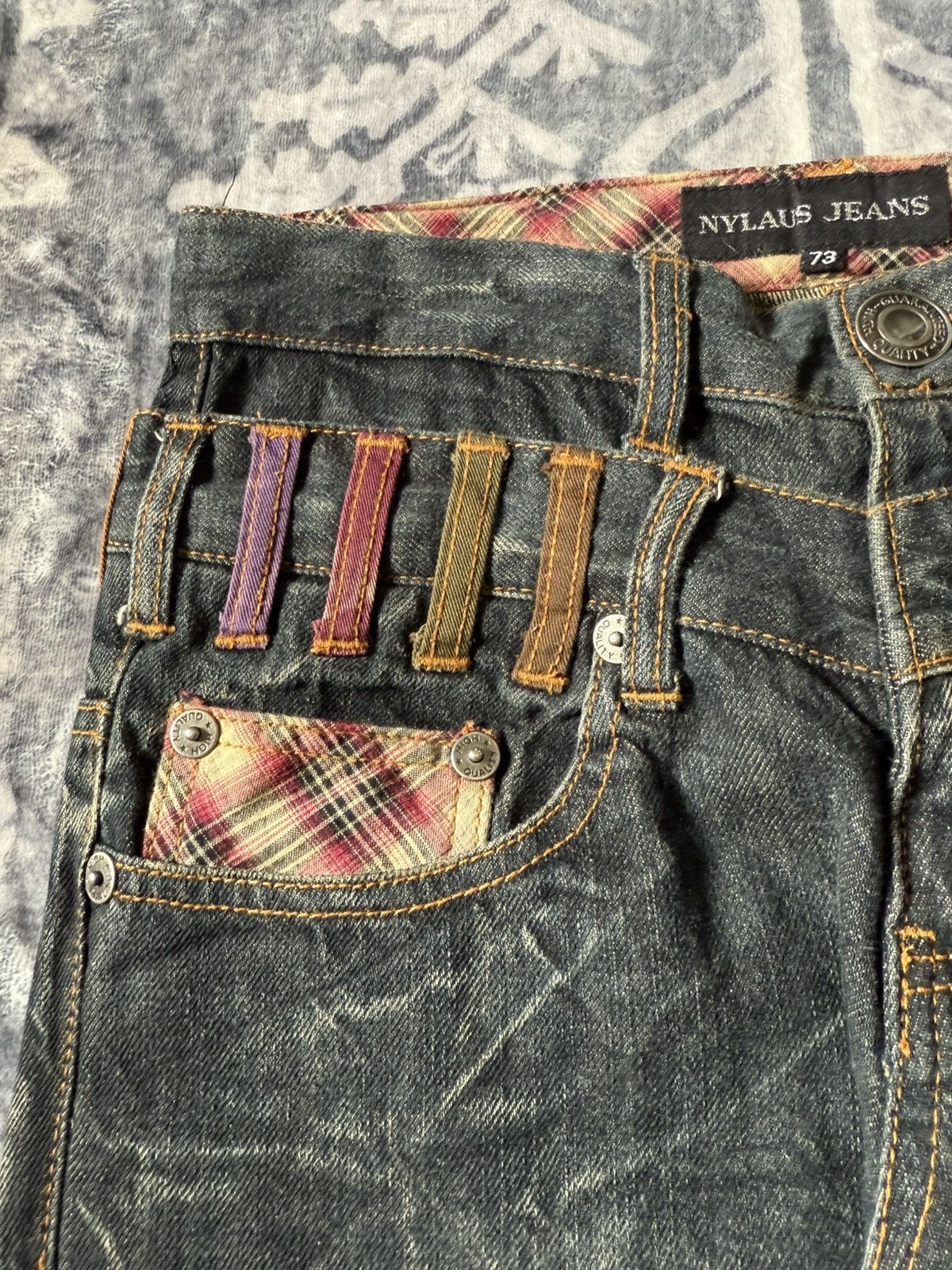 Hysteric Glamour Nylaus Japan Double Waist Cracked Shadow Wash Edgy Jeans Size US 29 - 10 Thumbnail