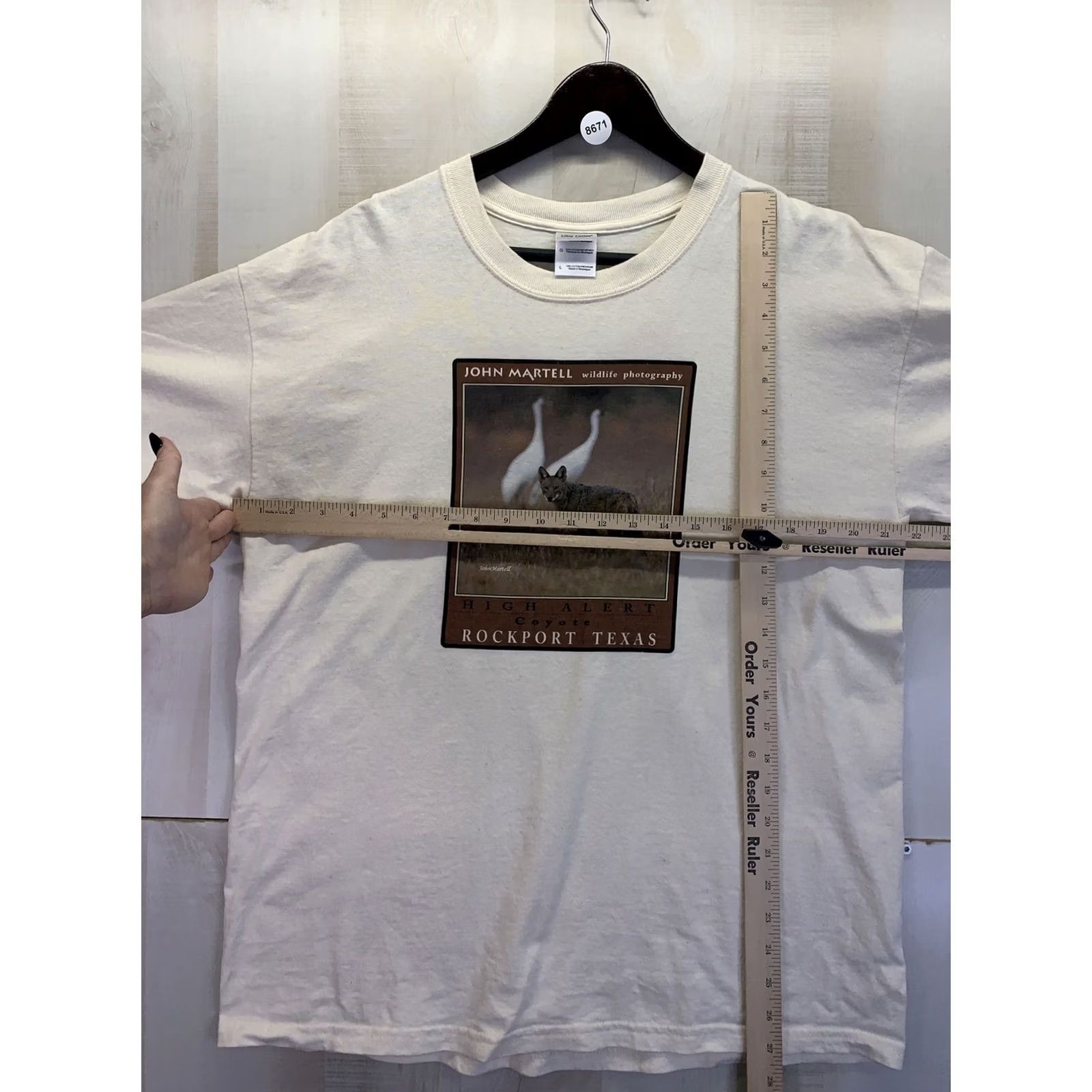 Gildan Gildan T-Shirt John Martell Wildlife Photography Coyote Rockport Texas Ivory 90s Outdoors Animals Nature Crew Neck Short Sleeve Large Mens Mens XL? Size US L / EU 52-54 / 3 - 4 Thumbnail