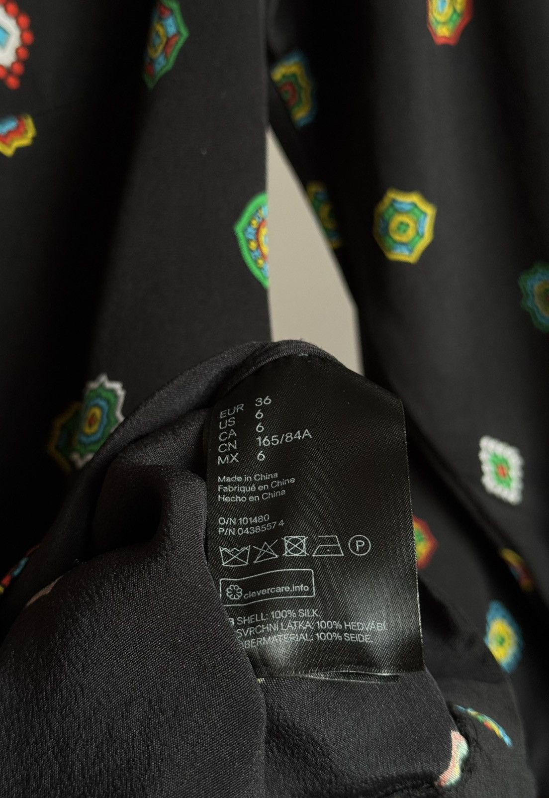 H&M × Kenzo H&M Kenzo Silk Print Pajama Button Up Shirt Black Blouse Size XS / US 0-2 / IT 36-38 - 10 Thumbnail