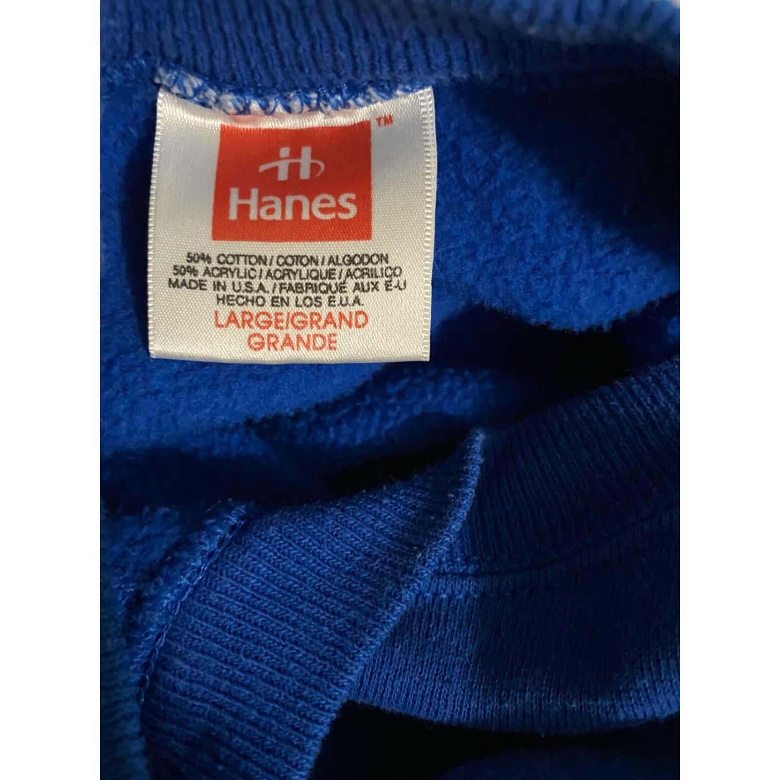 Hanes VINTAGE Hanes 50/50 Crew Neck Pullover Sweater Blue Blank Sz Large Made in USA Mens Pullover Crew Neck 50/50 USA Blue Hanes Sz L Mens Size US L / EU 52-54 / 3 - 3 Thumbnail
