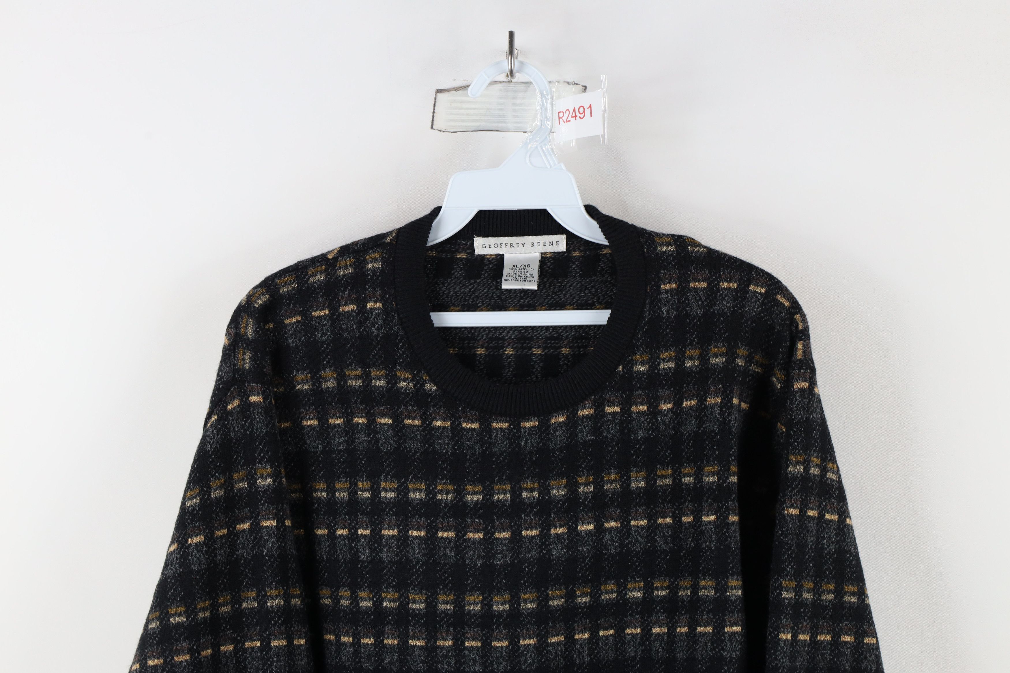 Vintage Vintage 90s Coogi Style Striped Checkered Knit Sweater Size US XL / EU 56 / 4 - 2 Thumbnail