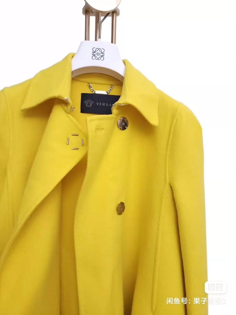 Versace Versace Bright yellow mid-length wool coat Size S / US 4 / IT 40 - 4 Thumbnail