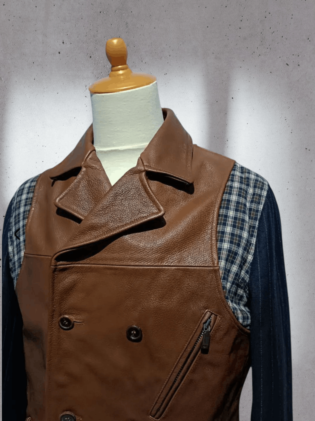Japanese Brand 💥Rare💥 Vintage Leather Double Layer Peacoat Jacket Size US M / EU 48-50 / 2 - 2 Thumbnail