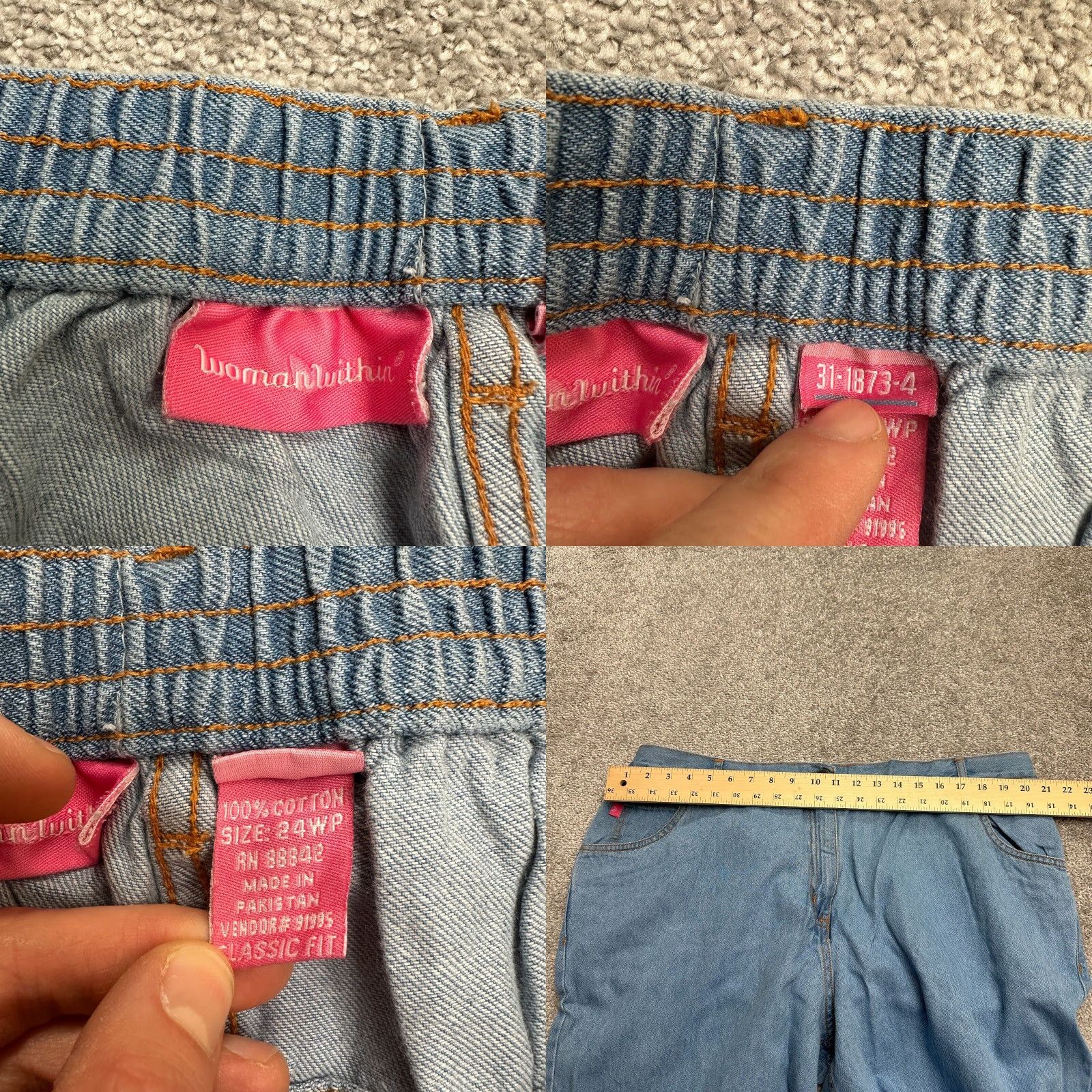 Vintage Woman Within Jeans 24WP 42x28 Blue Elastic Waist Casual Classic Denim Womens Size 42" / US 20 - 8 Thumbnail