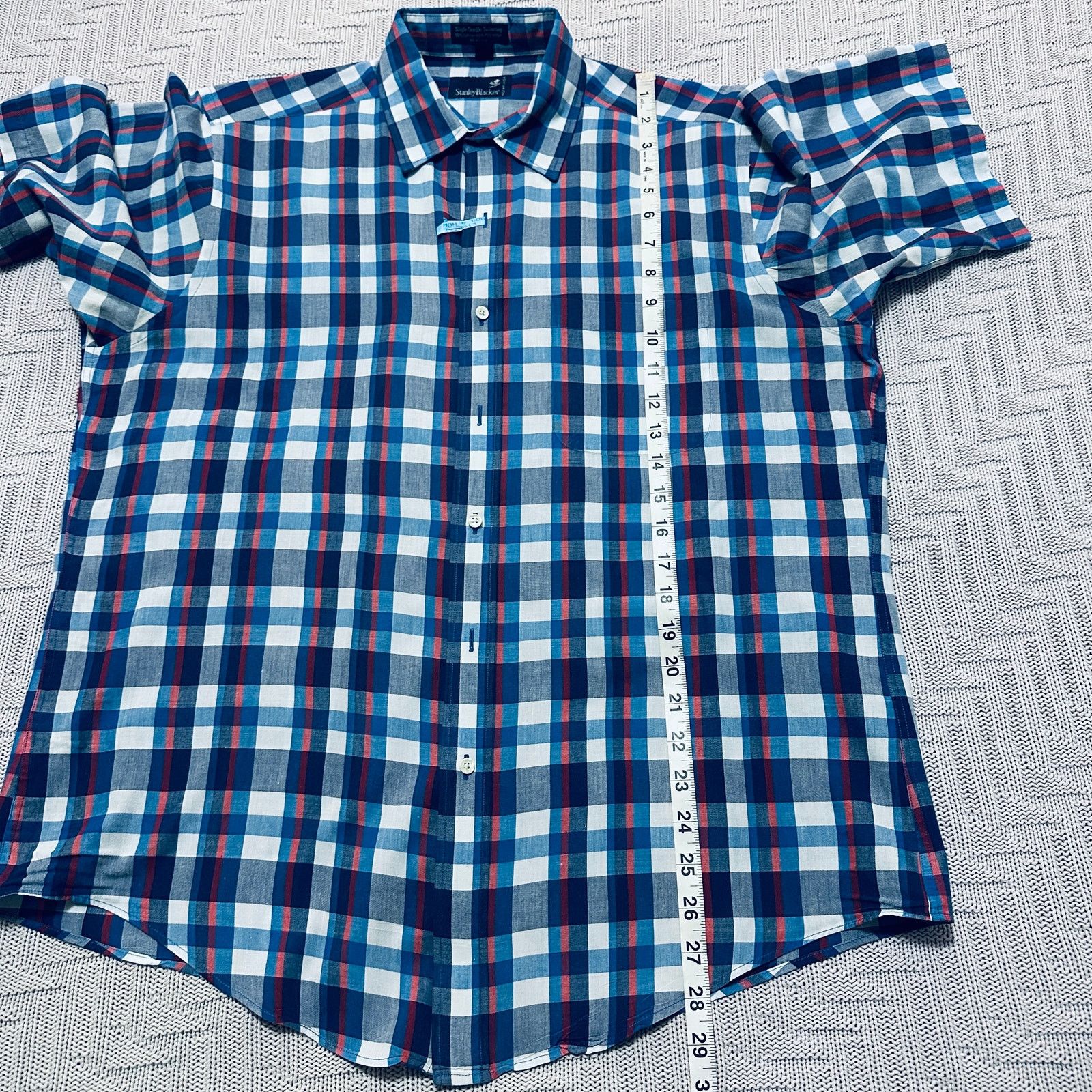 Stanley Blacker Vintage Stanley Blacker blue plaid short sleeve button down Size US L / EU 52-54 / 3 - 7 Thumbnail